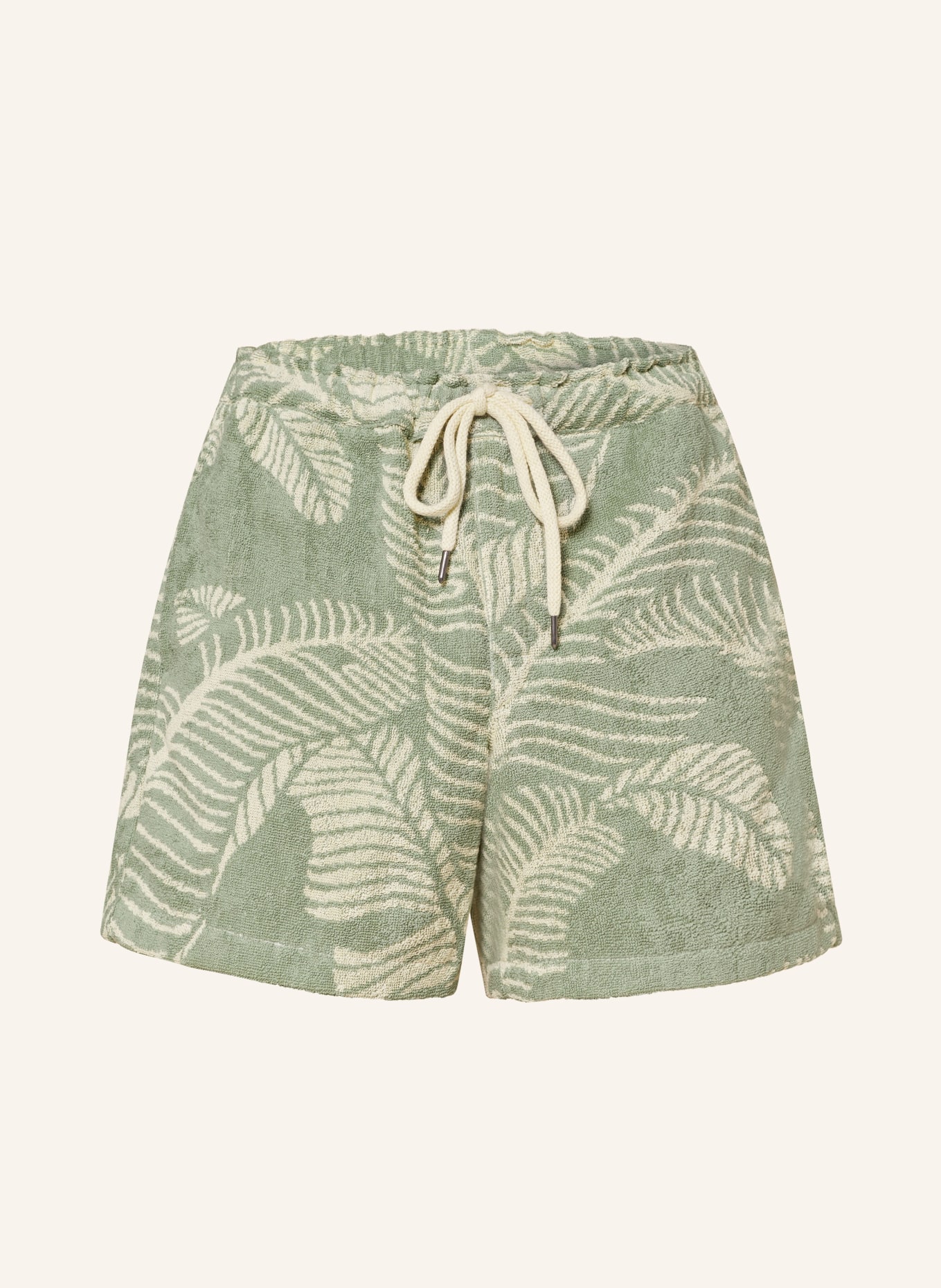 OAS Terry cloth shorts BANANA LEAF, Color: LIGHT GREEN/ CREAM (Image 1)