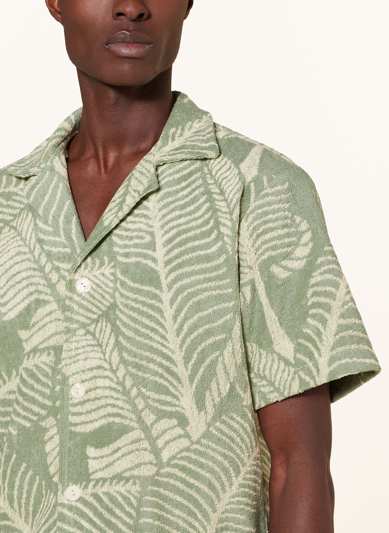 OAS Resort shirt comfort fit in terry cloth, Color: GREEN/ LIGHT GREEN (Image 4)