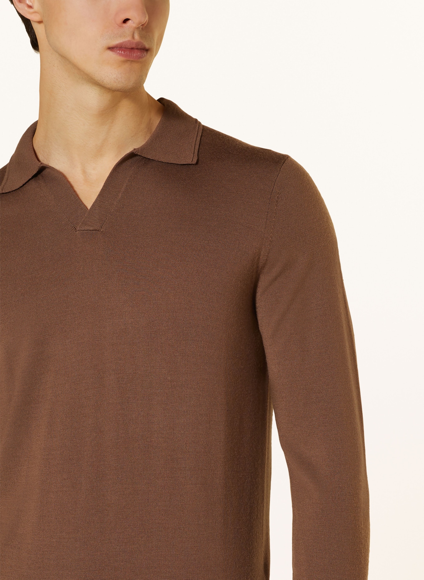 REISS Knitted polo shirt MILBURN slim fit, Color: BROWN (Image 4)