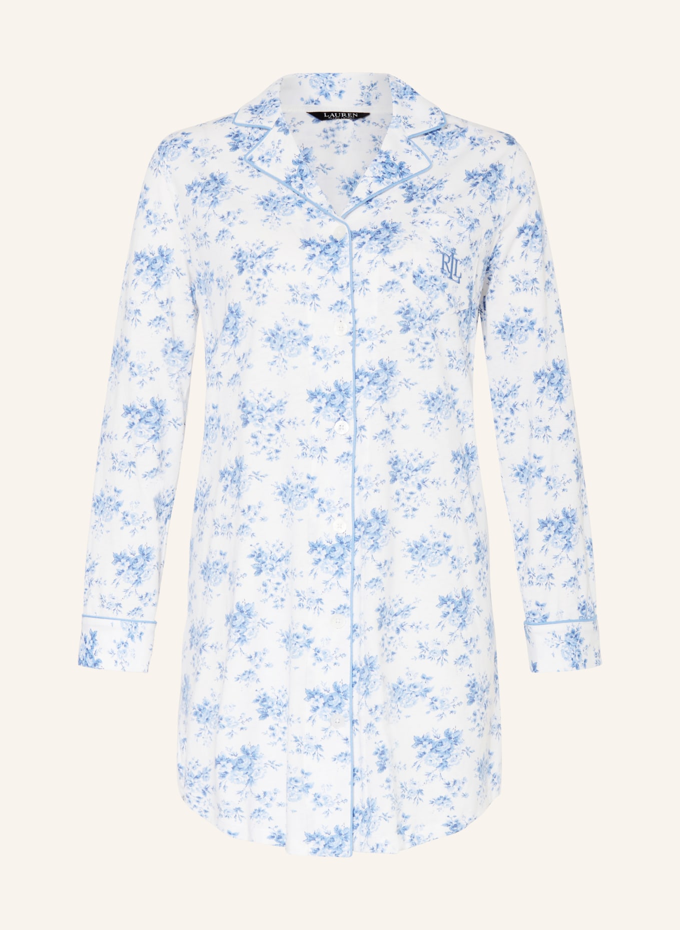 LAUREN RALPH LAUREN Nightgown CLASSIC KNITS, Color: BLUE/ WHITE (Image 1)