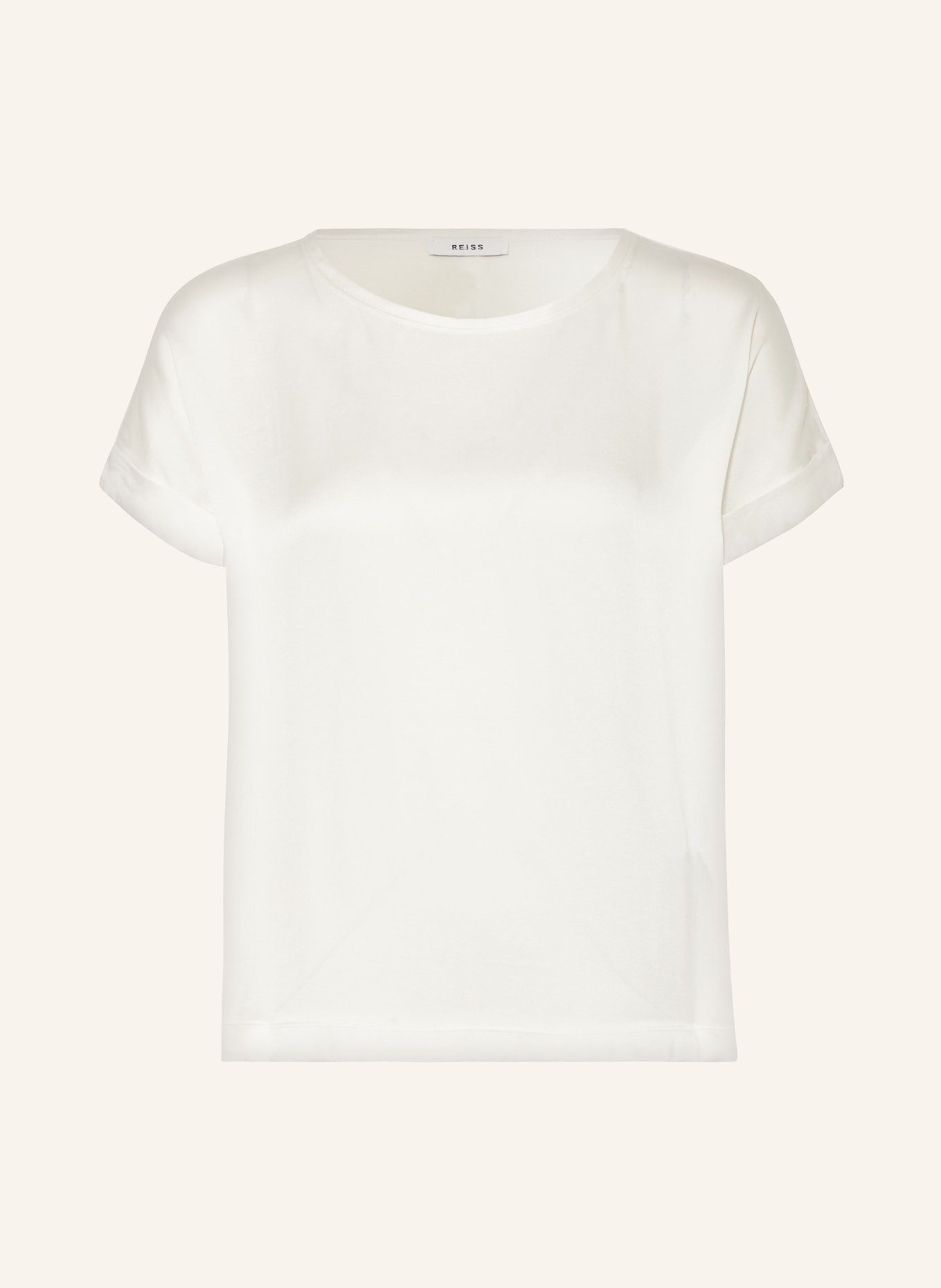 REISS T-shirt HELEN z mieszanki materiałów z dodatkiem jedwabiu, Kolor: ECRU (Obrazek 1)