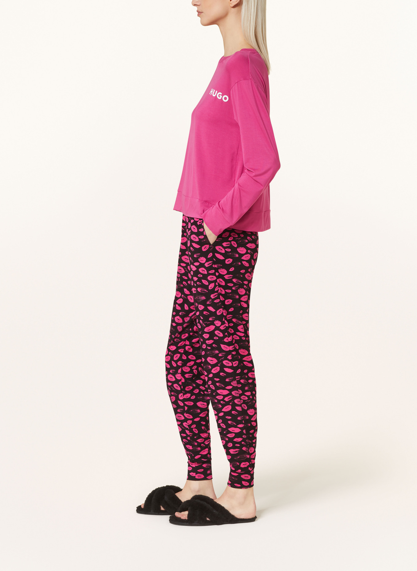 HUGO Pajama pants UNITE, Color: BLACK/ PINK (Image 4)