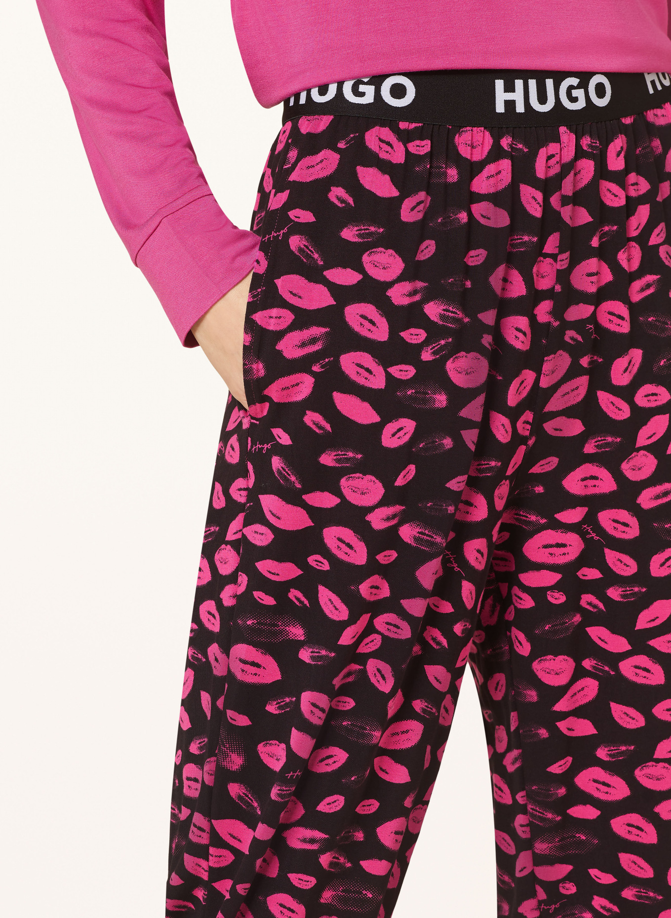 HUGO Pajama pants UNITE, Color: BLACK/ PINK (Image 5)