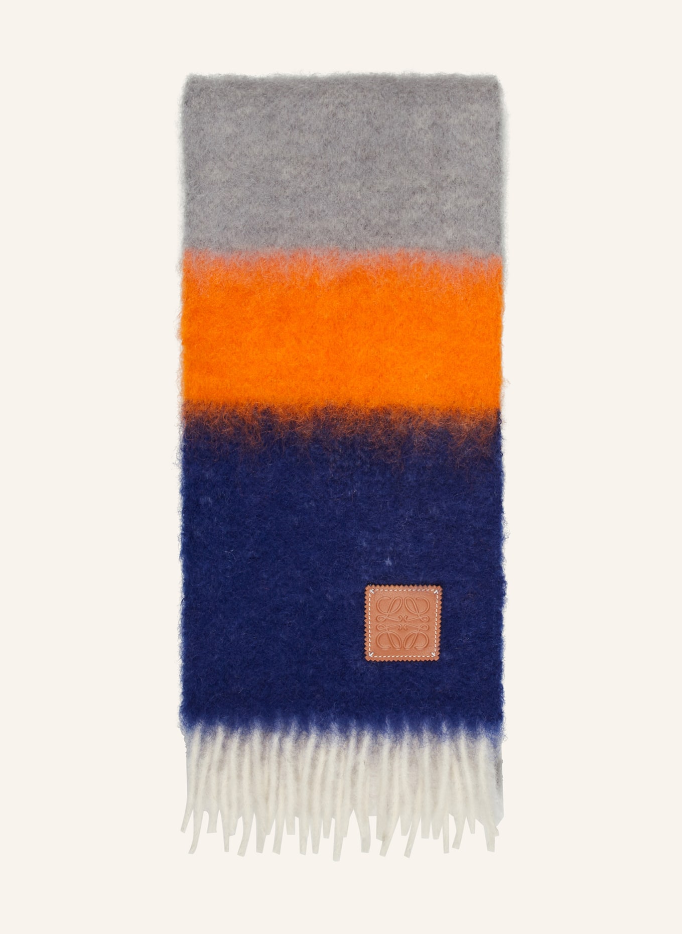 LOEWE Schal mit Mohair, Farbe: BLAU/ ORANGE/ GRAU (Bild 1)