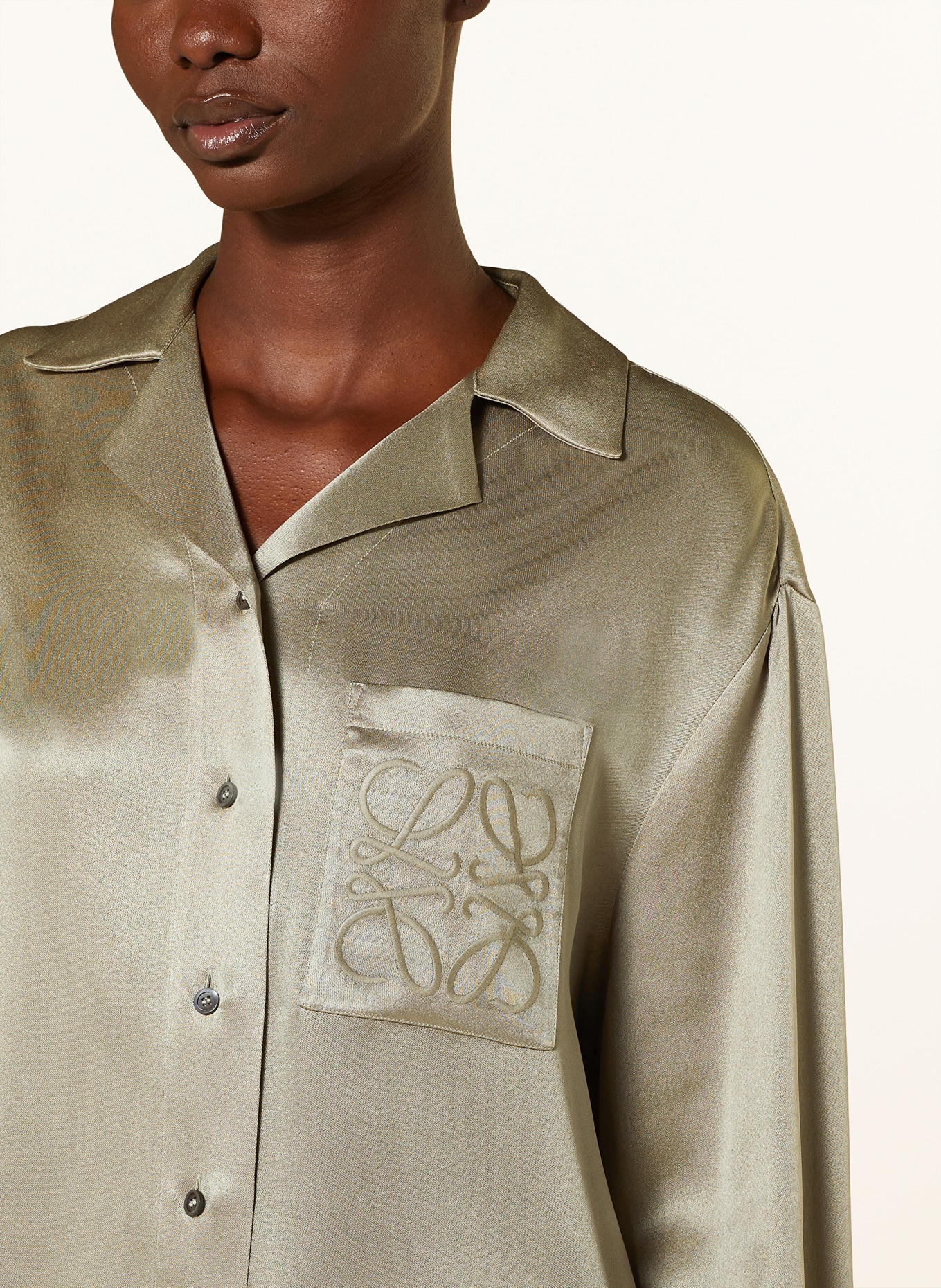 LOEWE Shirt blouse ANAGRAM in silk, Color: GREEN (Image 4)