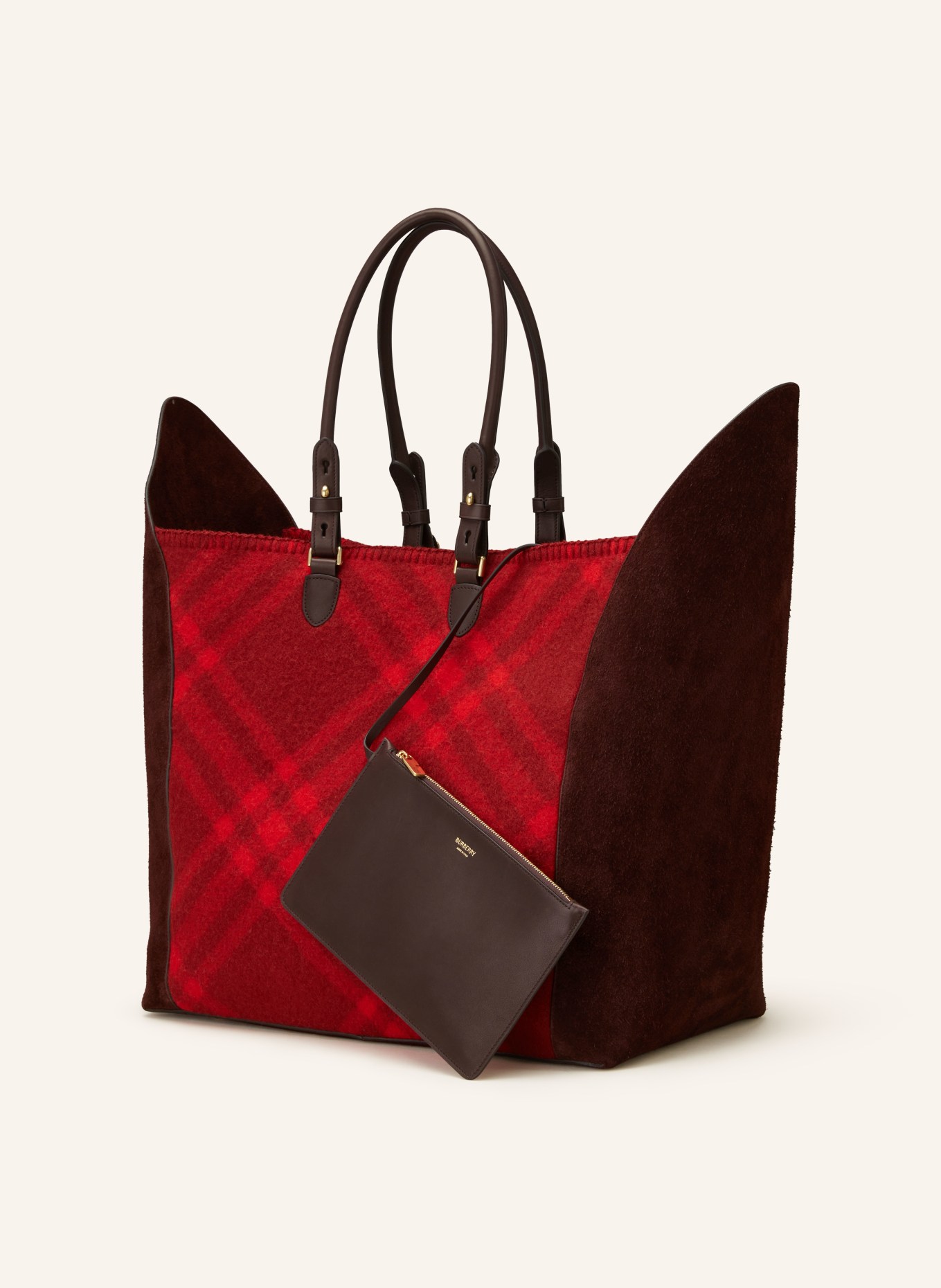 BURBERRY Shopper SHIELD TOTE with pouch, Color: DARK RED/ RED (Image 2)