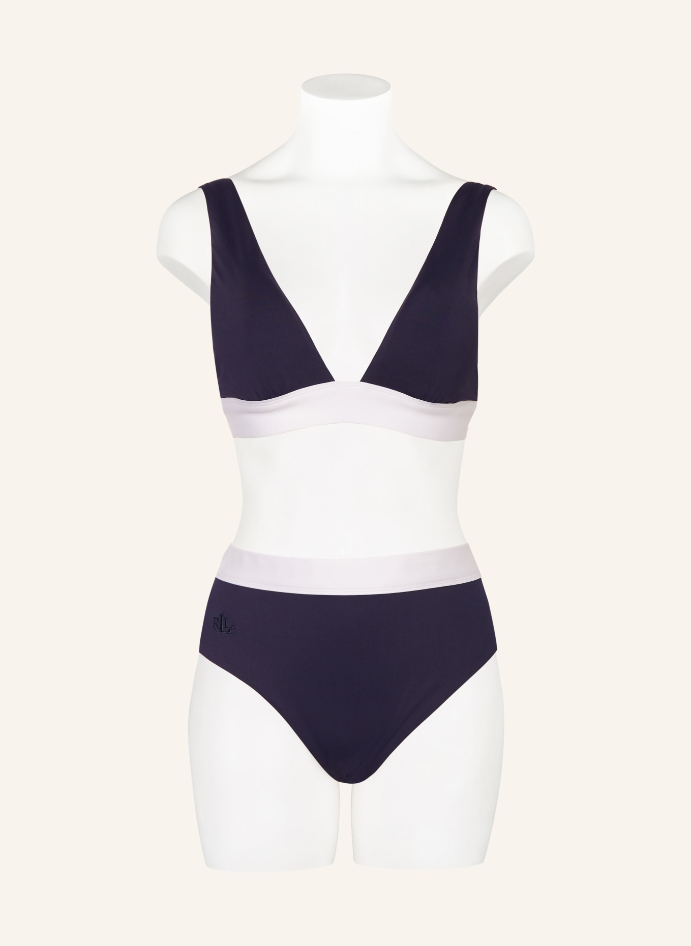 LAUREN RALPH LAUREN High-waist bikini bottoms BEL AIR, Color: DARK BLUE/ WHITE (Image 2)