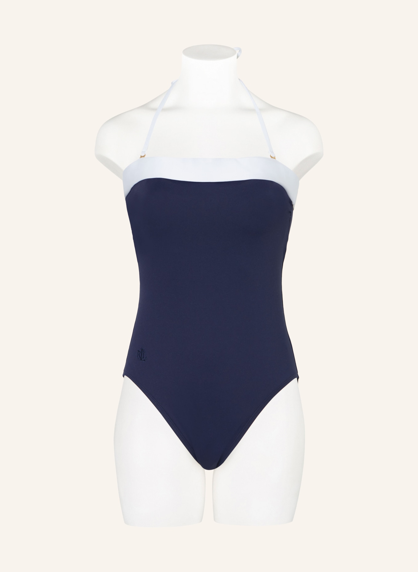 LAUREN RALPH LAUREN Bandeau swimsuit BEL AIR, Color: DARK BLUE/ WHITE (Image 2)
