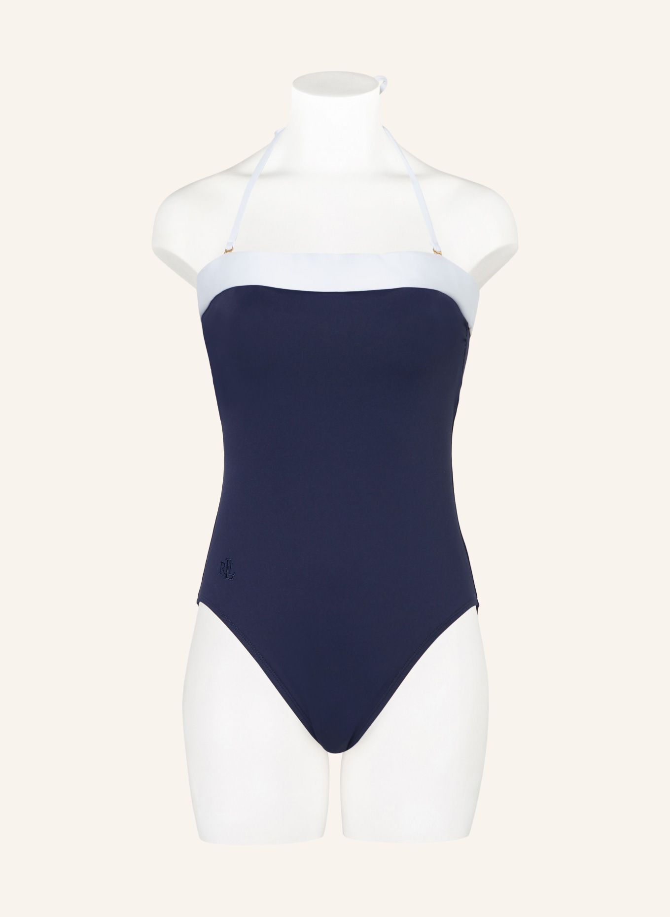 LAUREN RALPH LAUREN Bandeau-Badeanzug BEL AIR, Farbe: DUNKELBLAU/ WEISS (Bild 2)