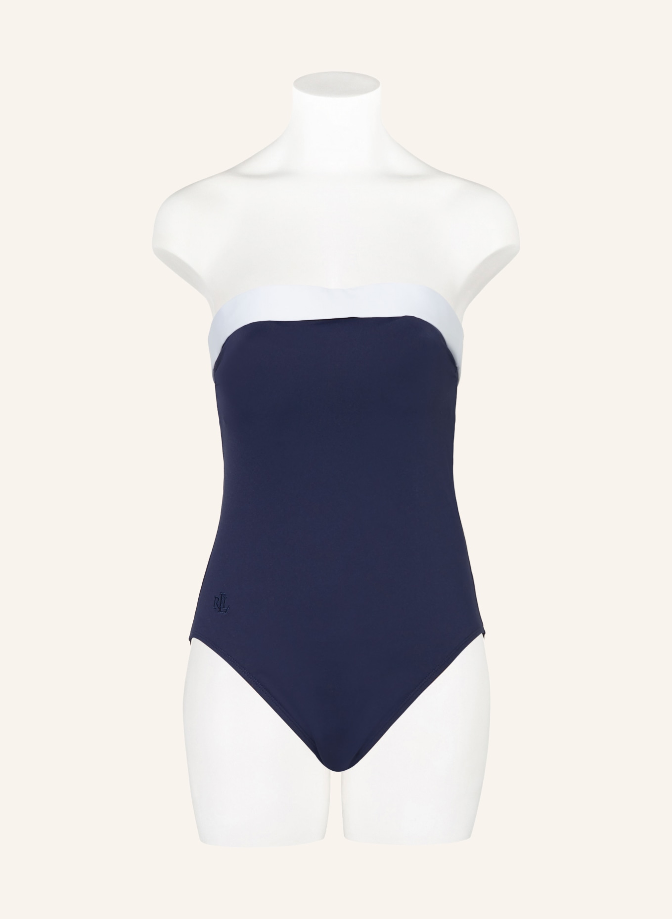 LAUREN RALPH LAUREN Bandeau swimsuit BEL AIR, Color: DARK BLUE/ WHITE (Image 4)