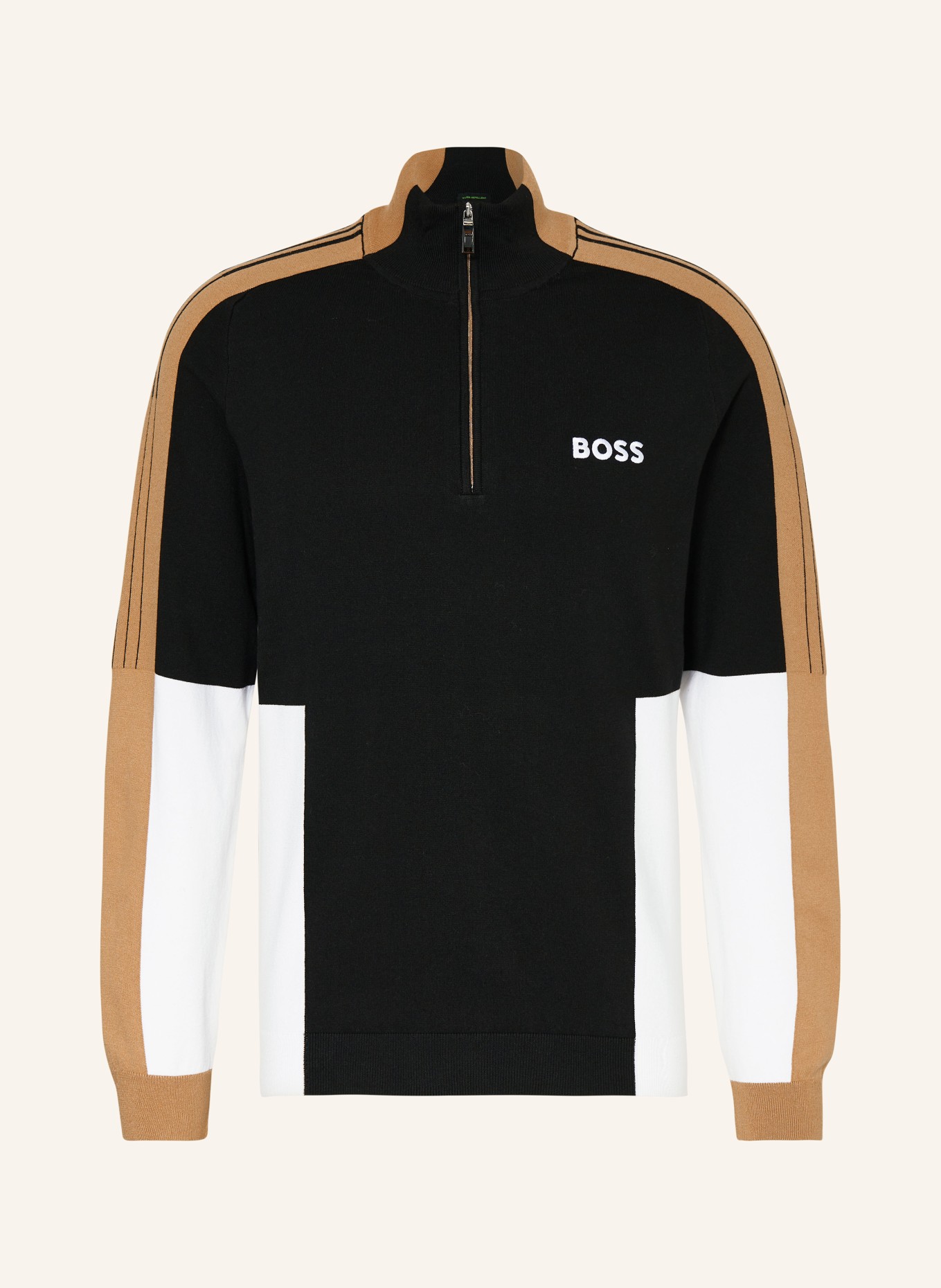 BOSS Half-zip sweater ZOLKAR, Color: BLACK/ WHITE/ BEIGE (Image 1)
