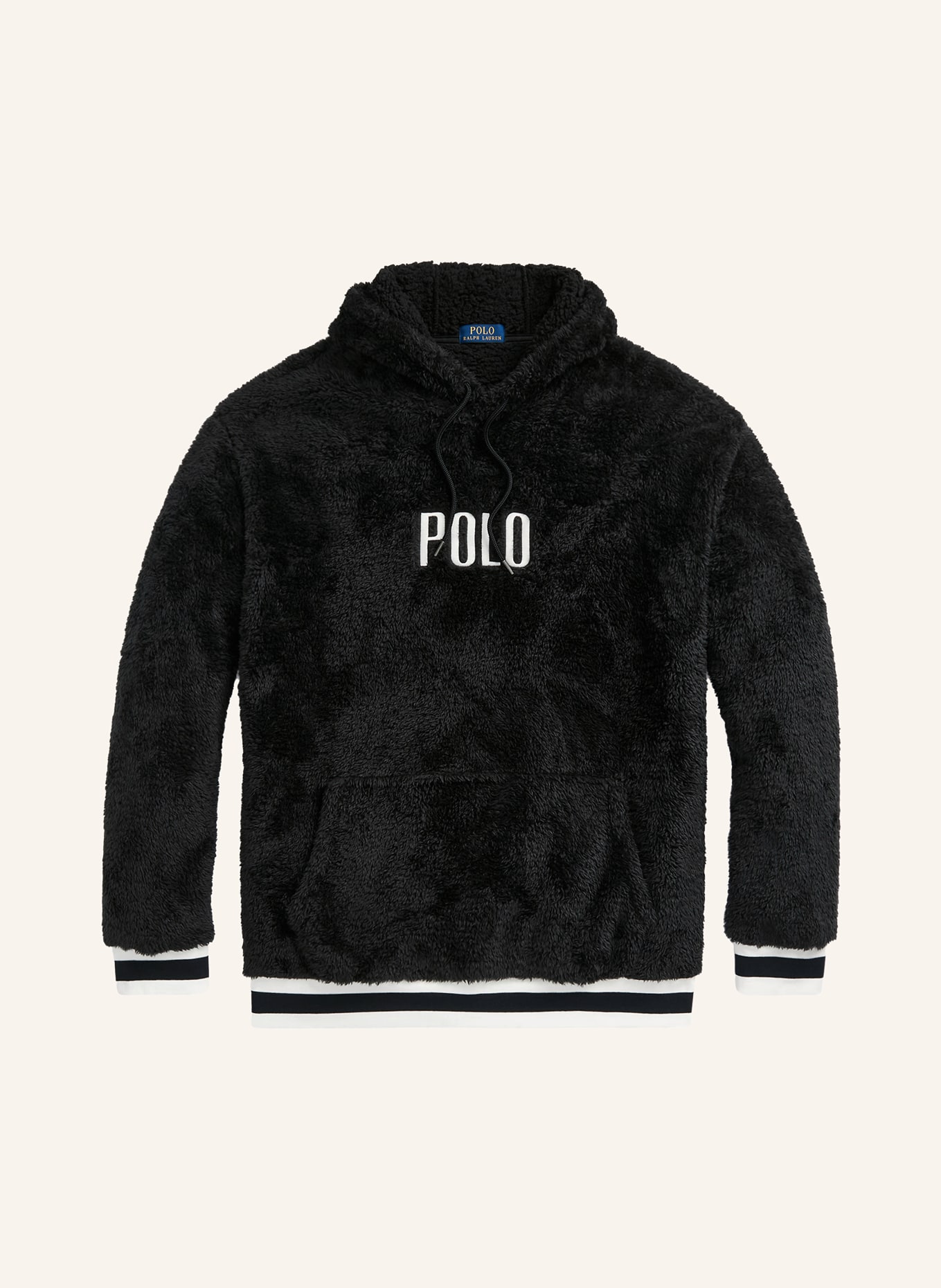 POLO RALPH LAUREN Big & Tall Teddy hoodie, Color: BLACK/ WHITE (Image 1)