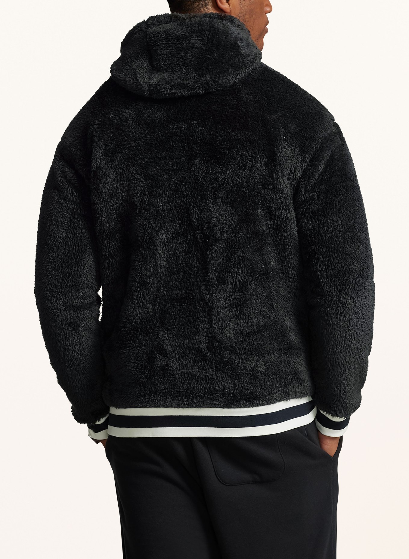 POLO RALPH LAUREN Big & Tall Teddy hoodie, Color: BLACK/ WHITE (Image 3)