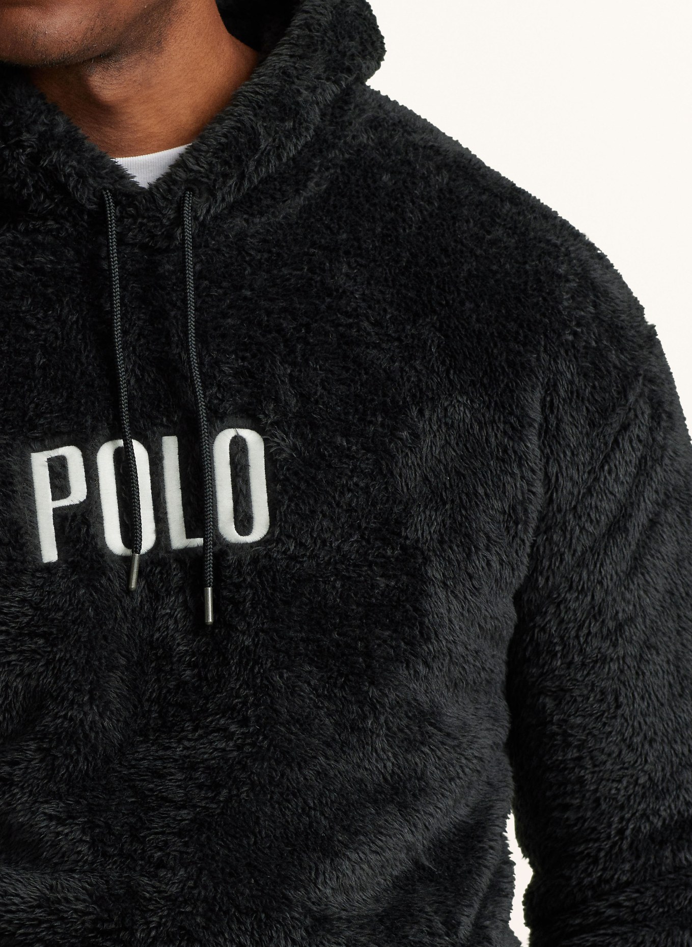 POLO RALPH LAUREN Big & Tall Teddy hoodie, Color: BLACK/ WHITE (Image 4)