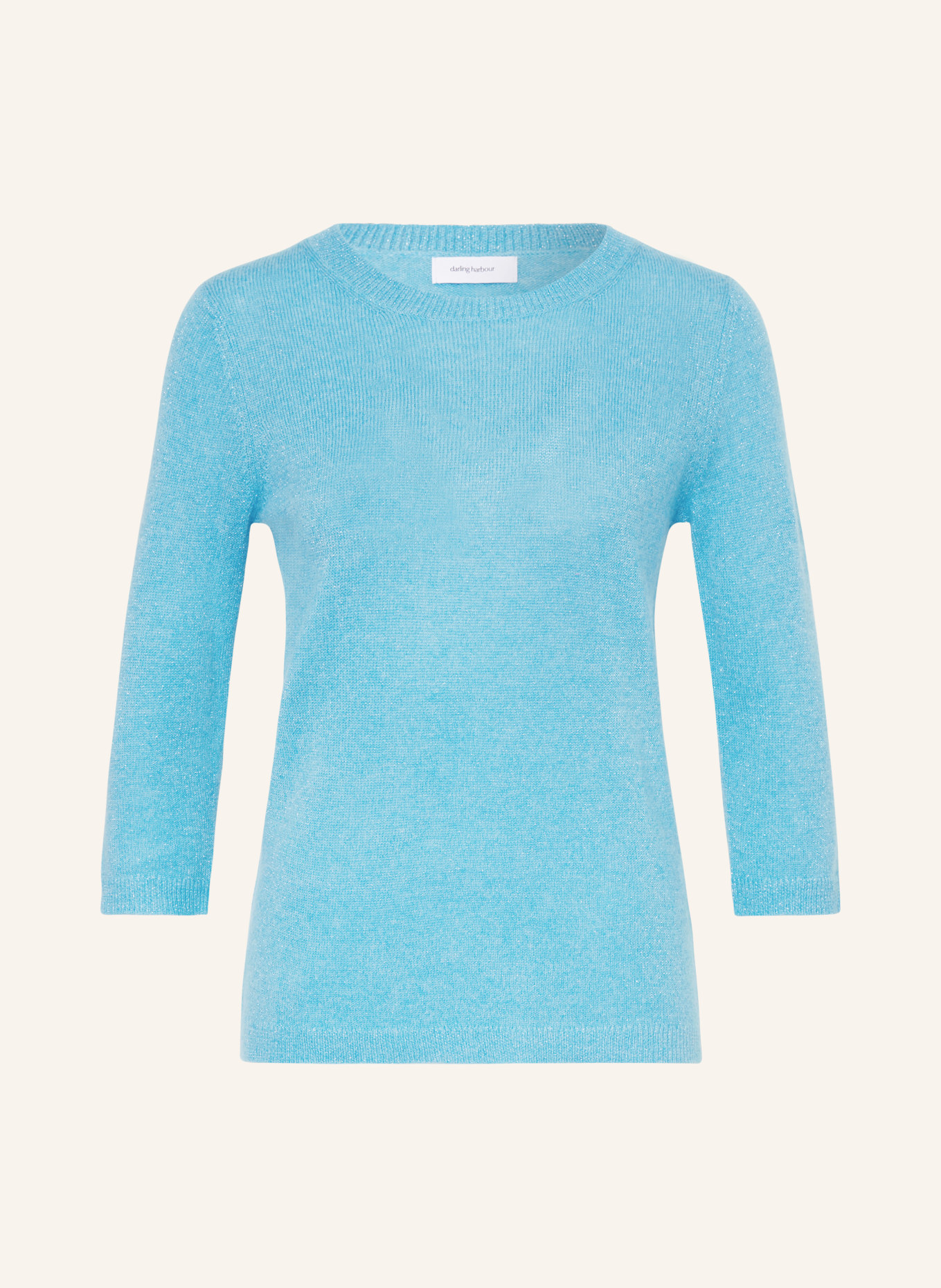 darling harbour Cashmere sweater with 3/4 sleeves and glitter thread, Color: Türkis (Image 1)