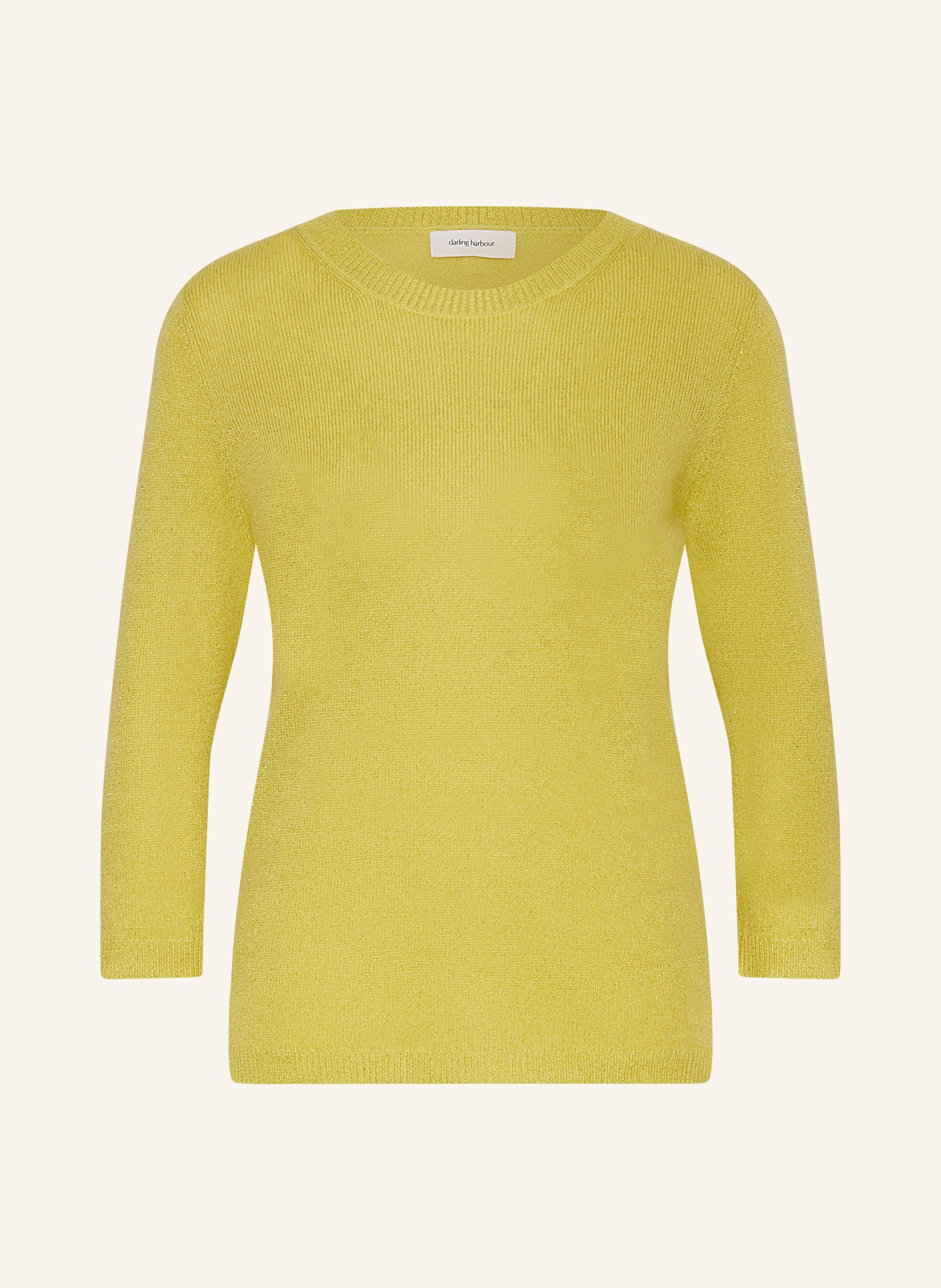 darling harbour Cashmere sweater with 3/4 sleeves and glitter thread, Color: GELB (Image 1)