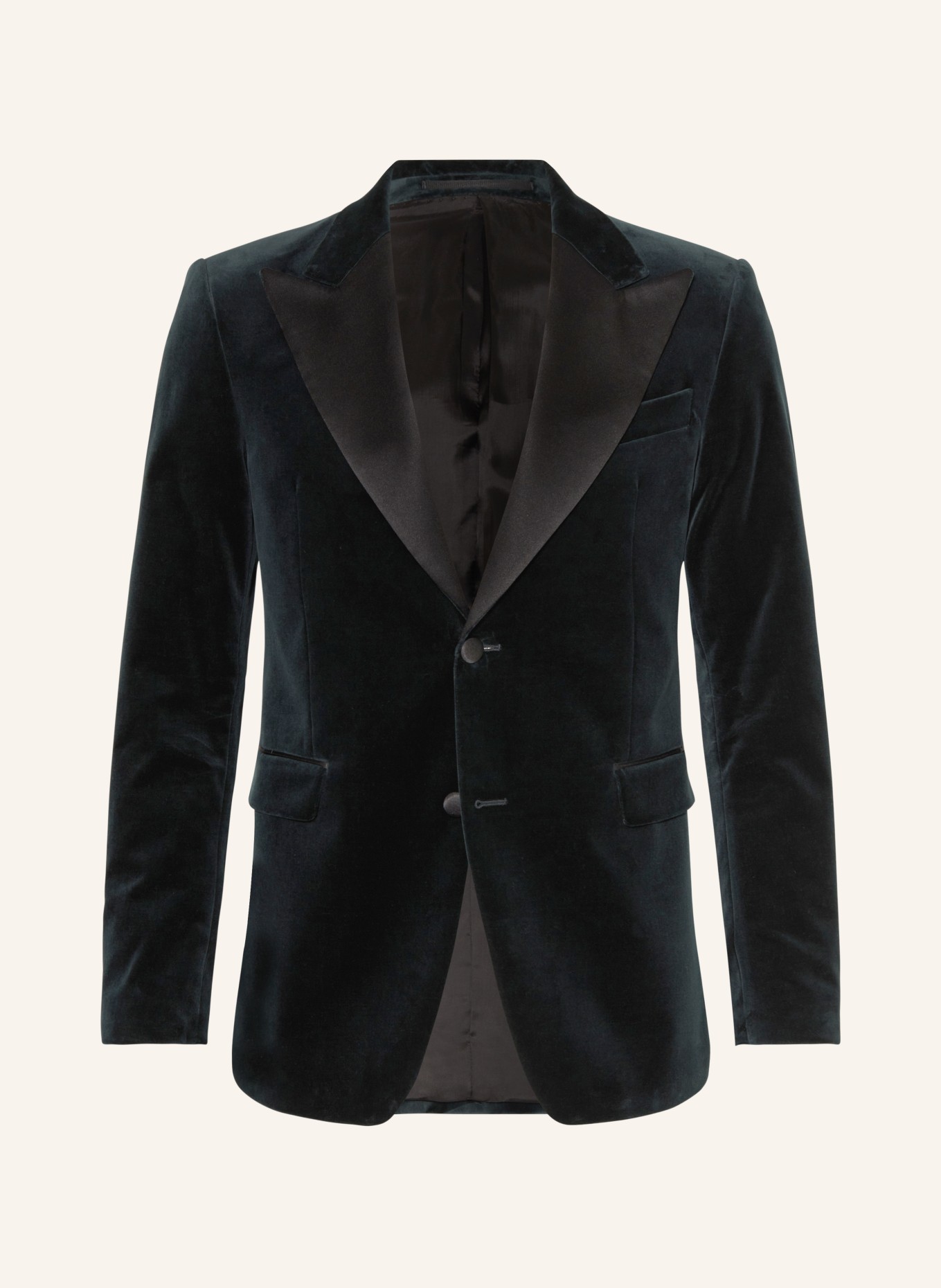 TIGER OF SWEDEN Smoking tailored jacket JEFFERS regular fit made of velvet, Color: DARK GREEN/ BLACK (Image 1)