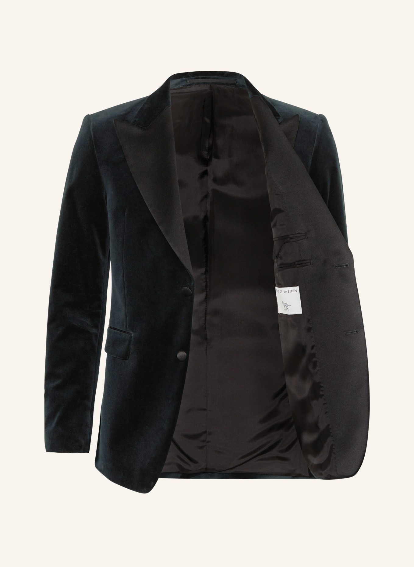 TIGER OF SWEDEN Smoking tailored jacket JEFFERS regular fit made of velvet, Color: DARK GREEN/ BLACK (Image 4)