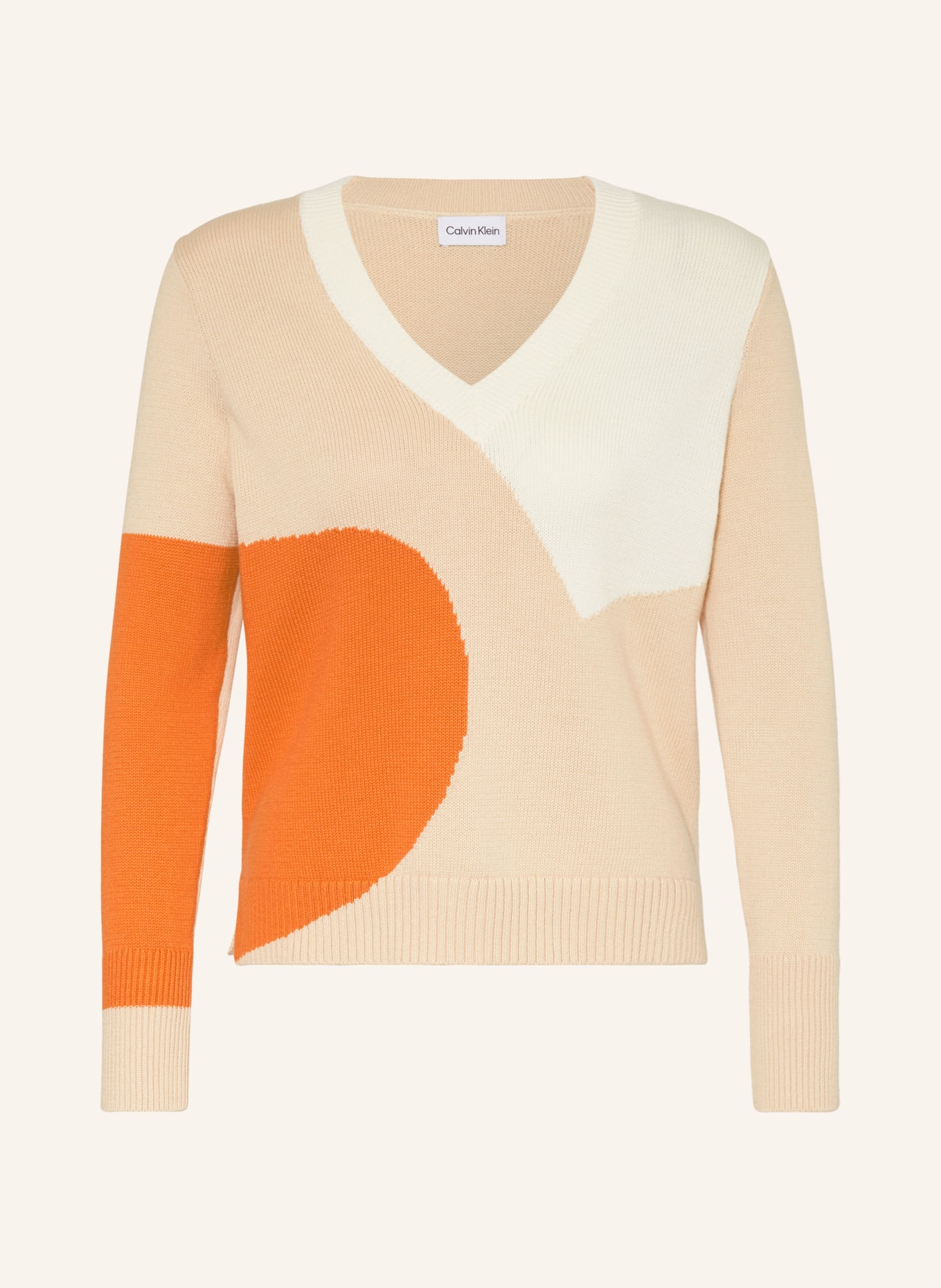 Calvin Klein Sweter, Kolor: BEŻOWY/ POMARAŃCZOWY/ BIAŁY (Obrazek 1)