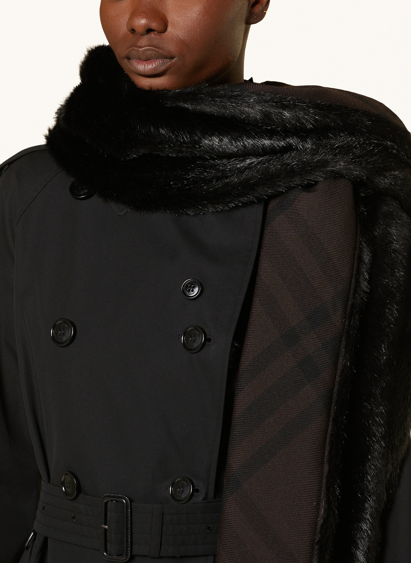 BURBERRY Scarf with hood, Color: BLACK (Image 5)