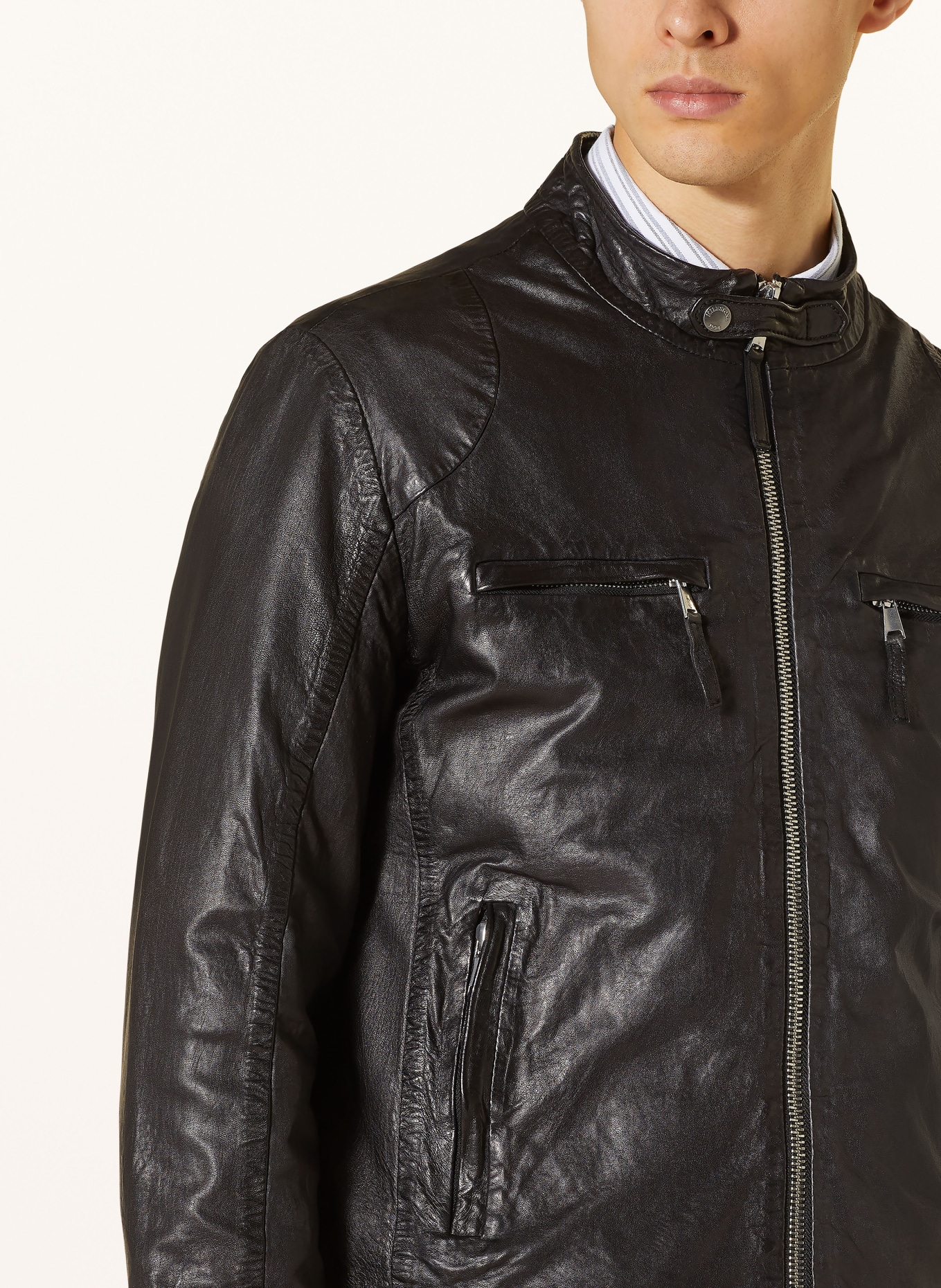 MILESTONE Leather jacket MSFIDELIO, Color: BLACK (Image 4)