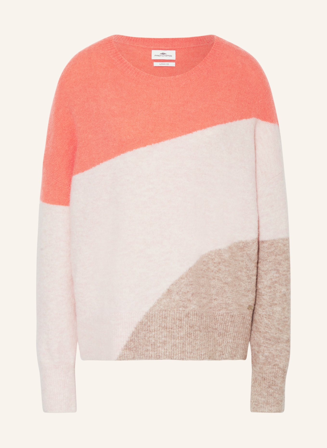 FYNCH-HATTON Sweater with alpaca, Color: LIGHT PINK/ LIGHT RED/ BEIGE (Image 1)