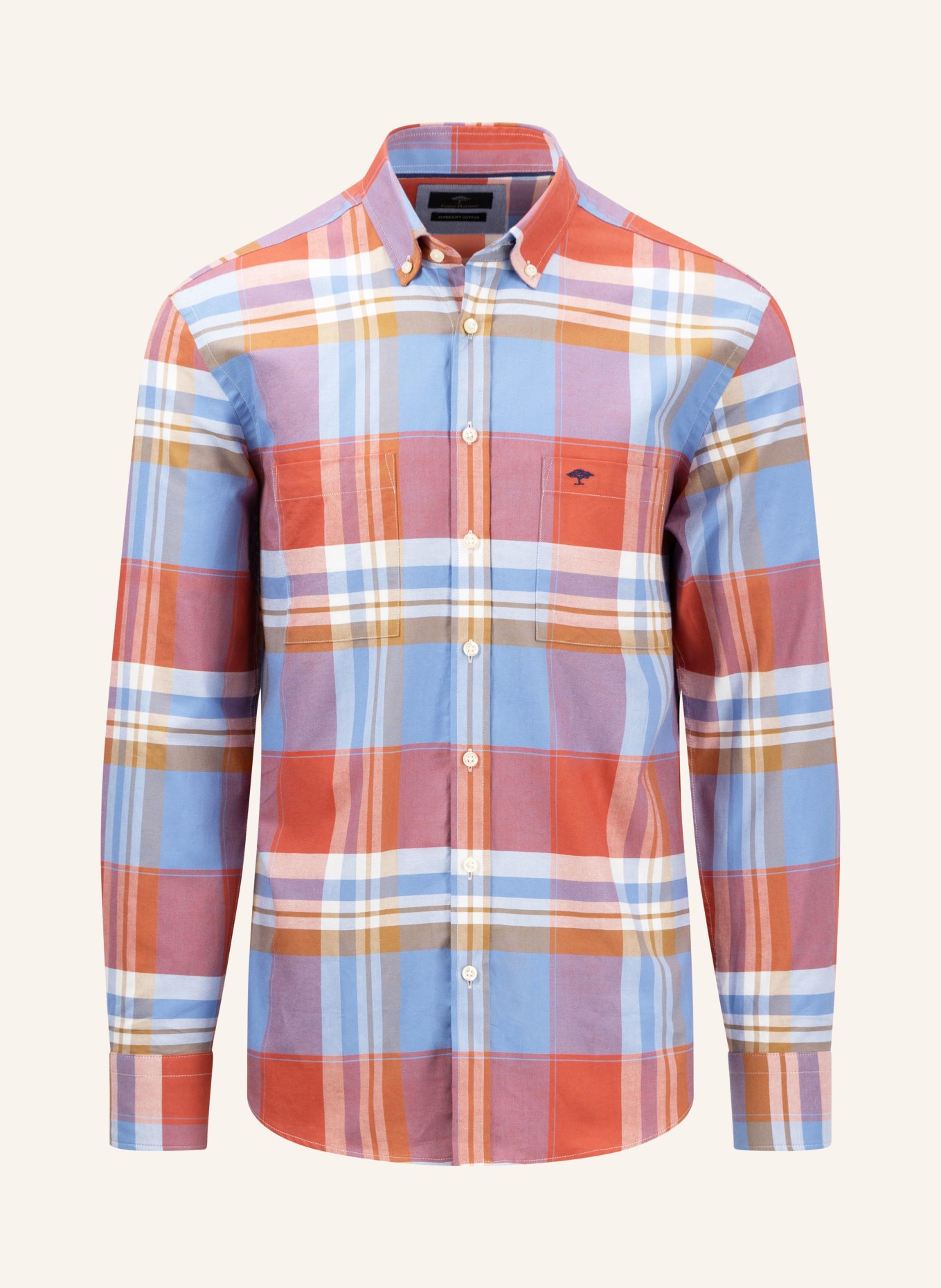 FYNCH-HATTON Hemd Regular Fit, Farbe: DUNKELORANGE/ HELLBLAU/ HELLBRAUN (Bild 1)
