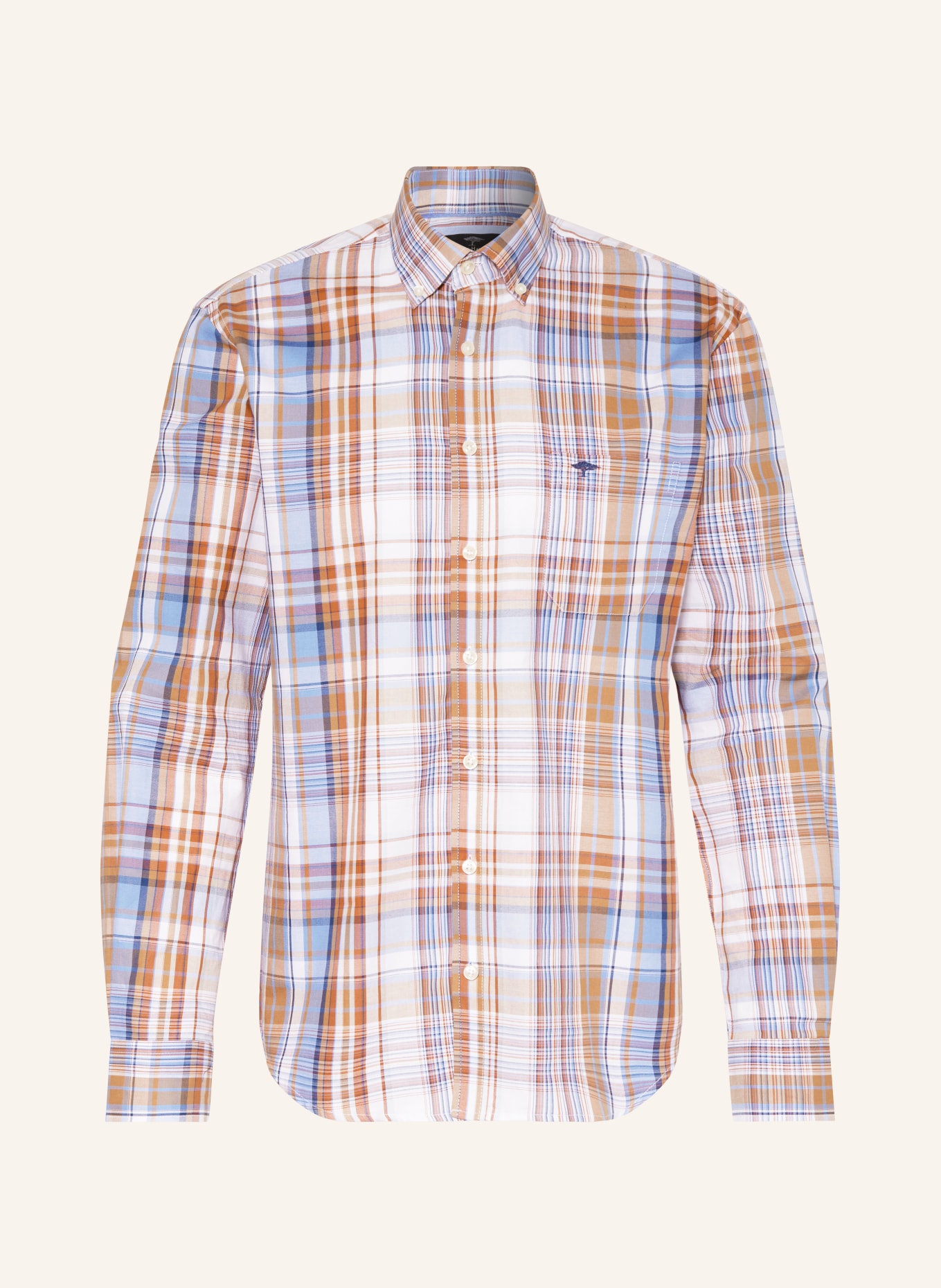 FYNCH-HATTON Shirt regular fit, Color: LIGHT BROWN/ LIGHT BLUE/ WHITE (Image 1)