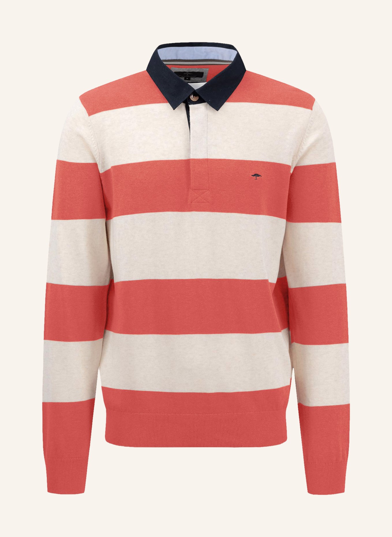 FYNCH-HATTON Strick-Poloshirt, Farbe: ECRU/ LACHS/ DUNKELBLAU (Bild 1)