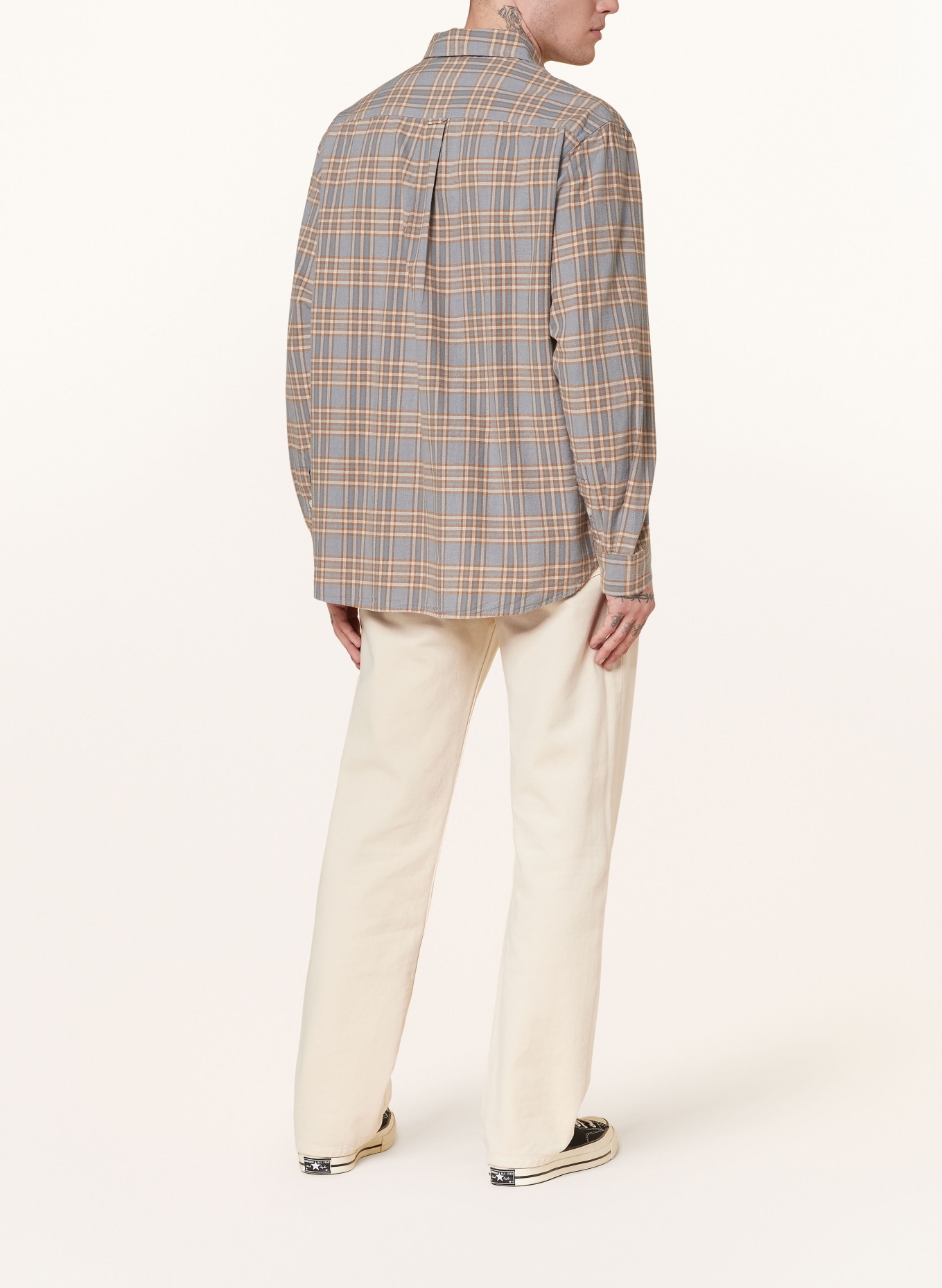 Nudie Jeans Flanellhemd FILIP Comfort Fit, Farbe: HELLBLAU/ BEIGE (Bild 3)