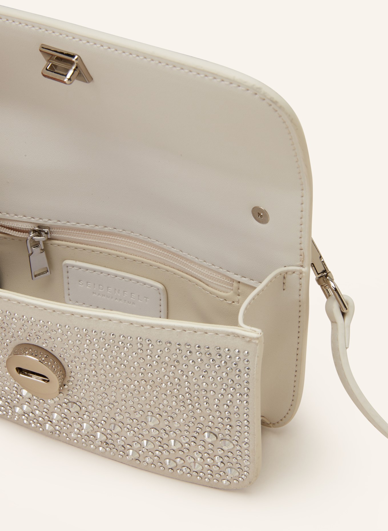 SEIDENFELT Crossbody bag ANGA with decorative gems, Color: LIGHT GRAY (Image 3)