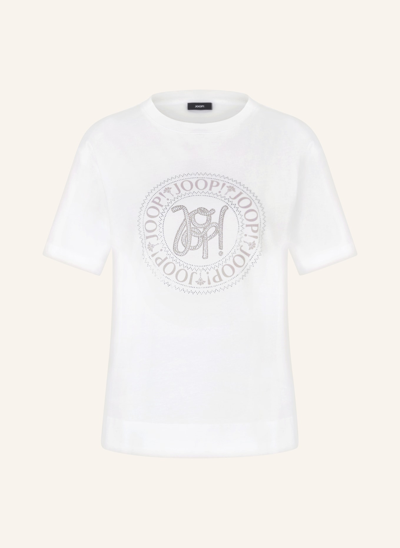 JOOP! T-shirt with decorative gems, Color: WHITE (Image 1)