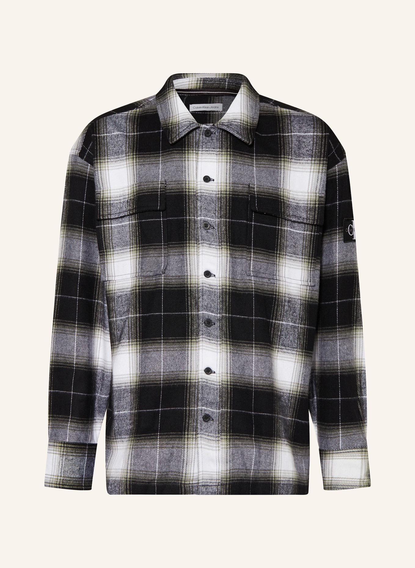 Calvin Klein Flanell-Overshirt, Farbe: SCHWARZ/ WEISS/ GRAU (Bild 1)
