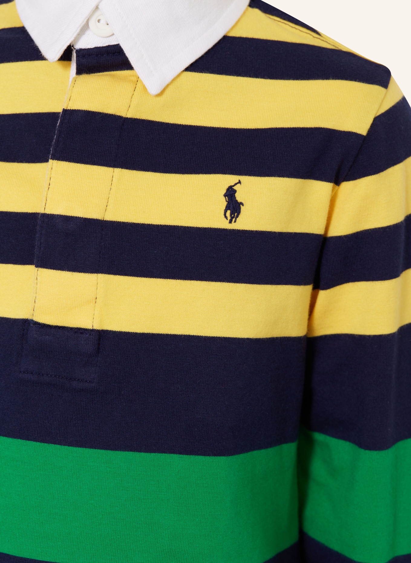 POLO RALPH LAUREN Jersey-Poloshirt, Farbe: GELB/ DUNKELBLAU/ GRÜN (Bild 3)