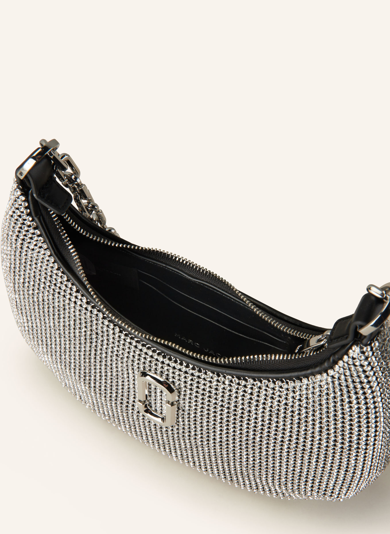 MARC JACOBS Shoulder bag THE SMALL CURCE with decorative gems, Color: SILVER (Image 3)
