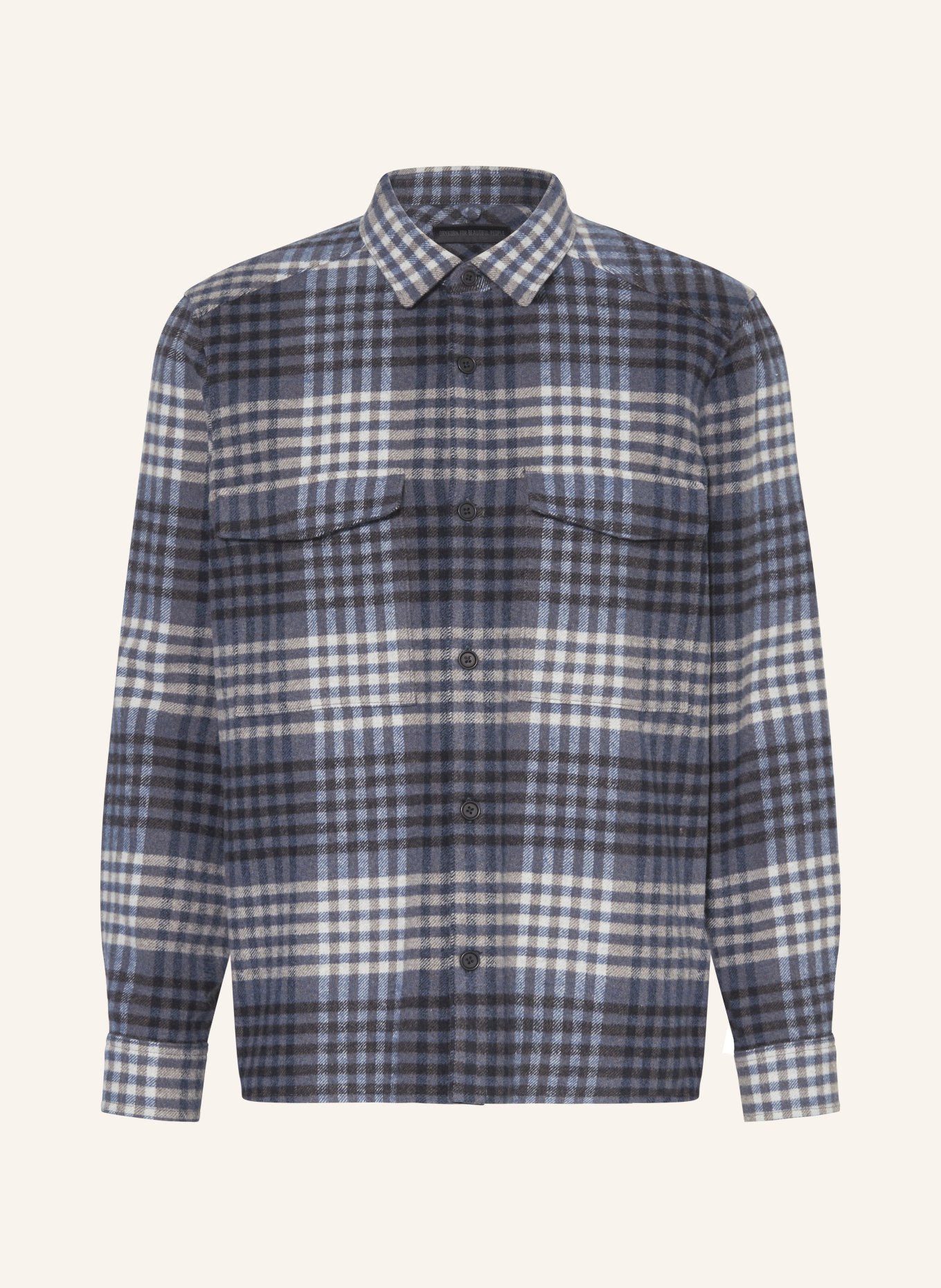 DRYKORN Flannel shirt GUNRAY comfort fit, Color: BLUE GRAY/ TAUPE/ DARK BROWN (Image 1)