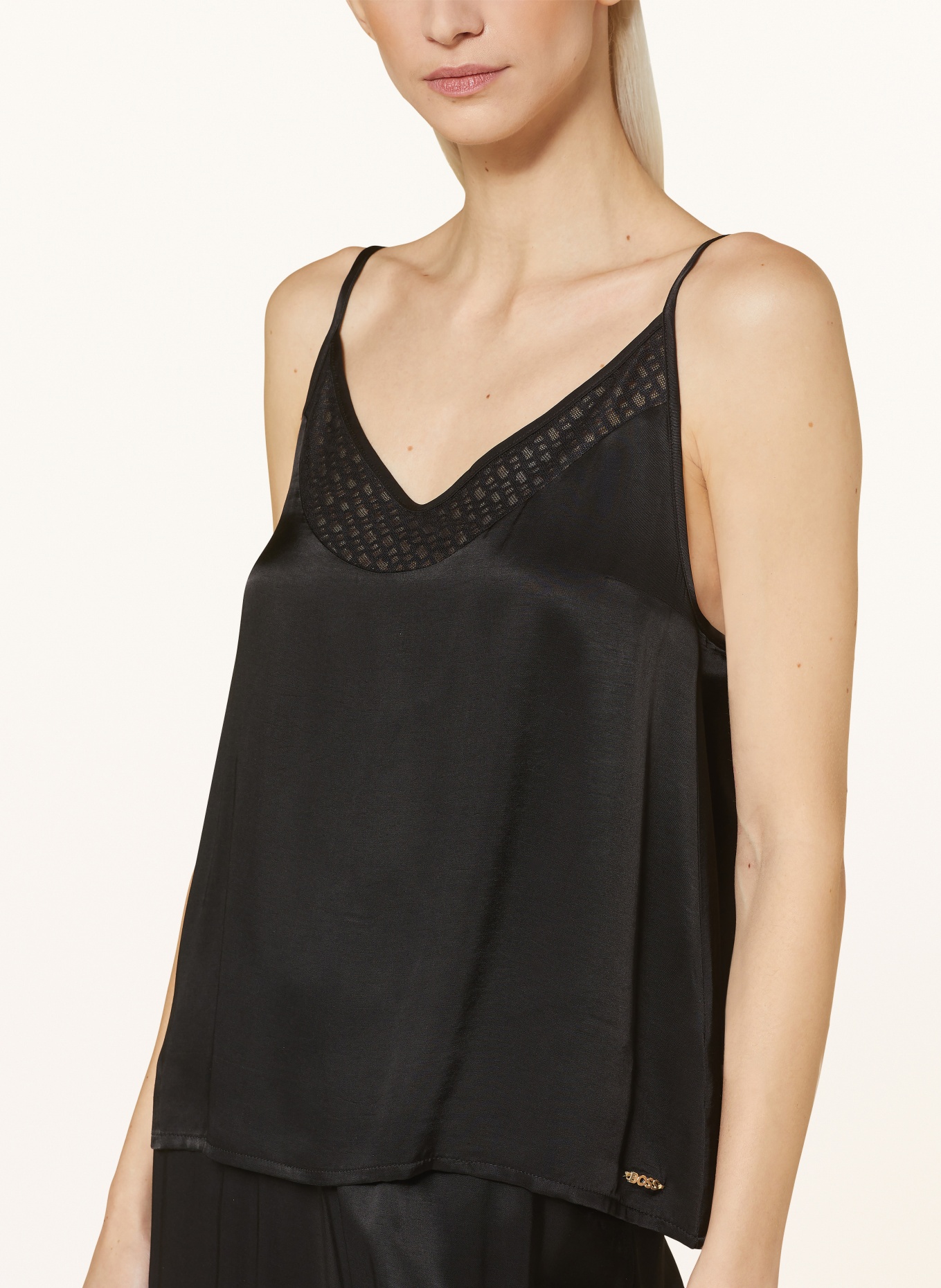 BOSS Pajama top FEMININE made of satin, Color: BLACK (Image 4)