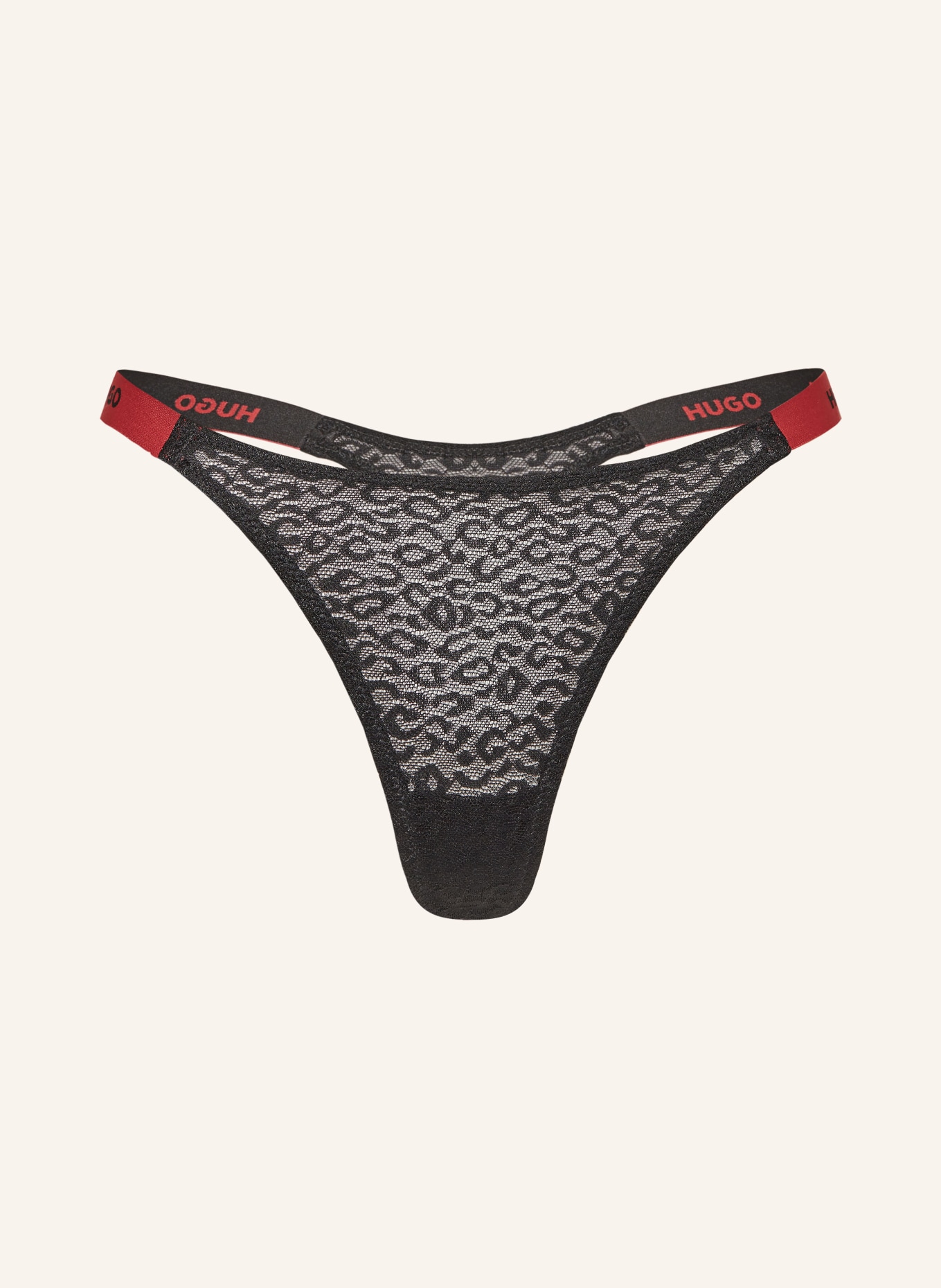 HUGO Thong SPORTY LACE, Color: BLACK/ RED (Image 1)