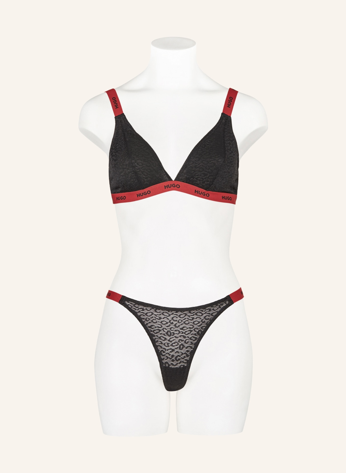 HUGO Thong SPORTY LACE, Color: BLACK/ RED (Image 2)