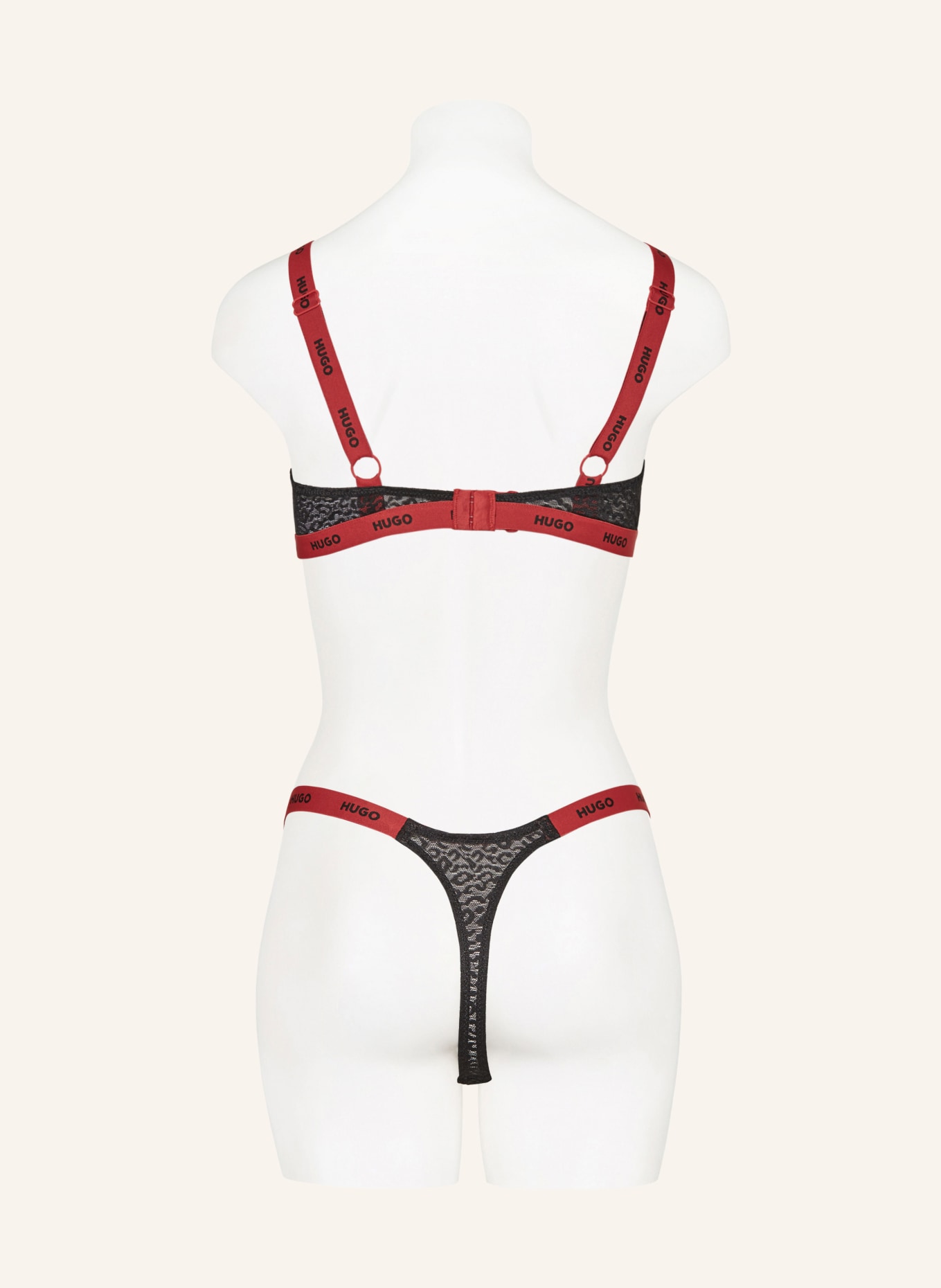 HUGO Thong SPORTY LACE, Color: BLACK/ RED (Image 3)