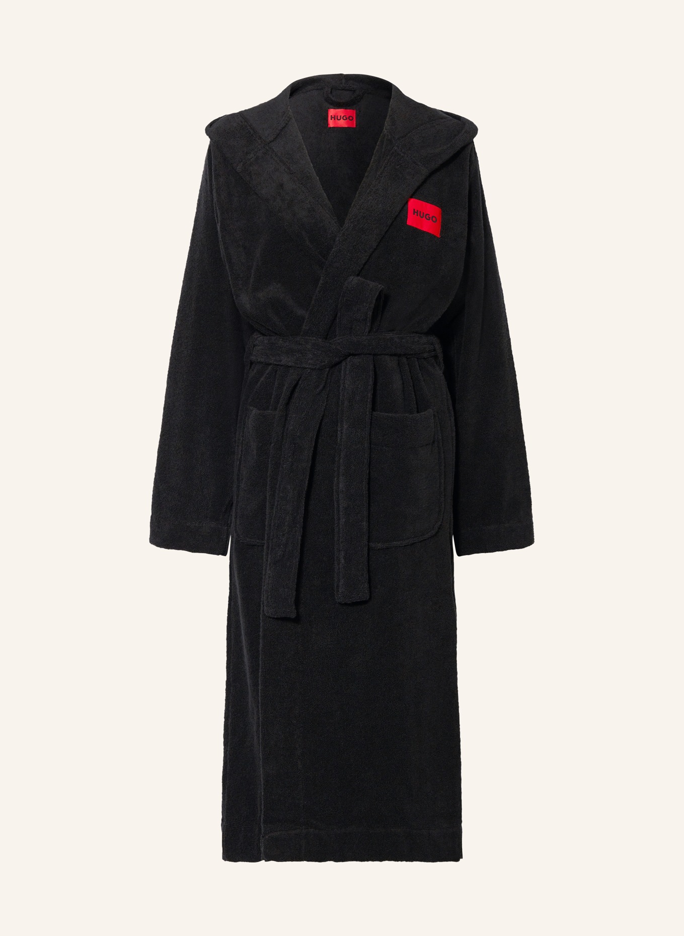 HUGO Women’s bathrobe with hood, Color: BLACK (Image 1)