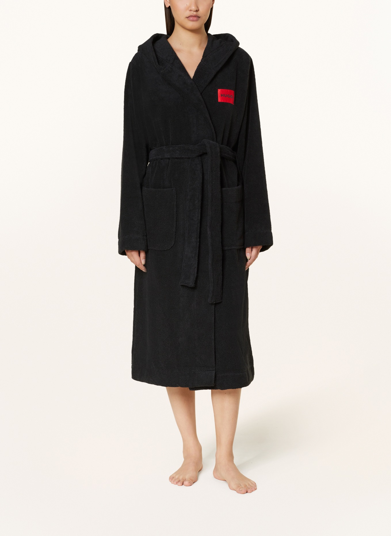 HUGO Women’s bathrobe with hood, Color: BLACK (Image 2)