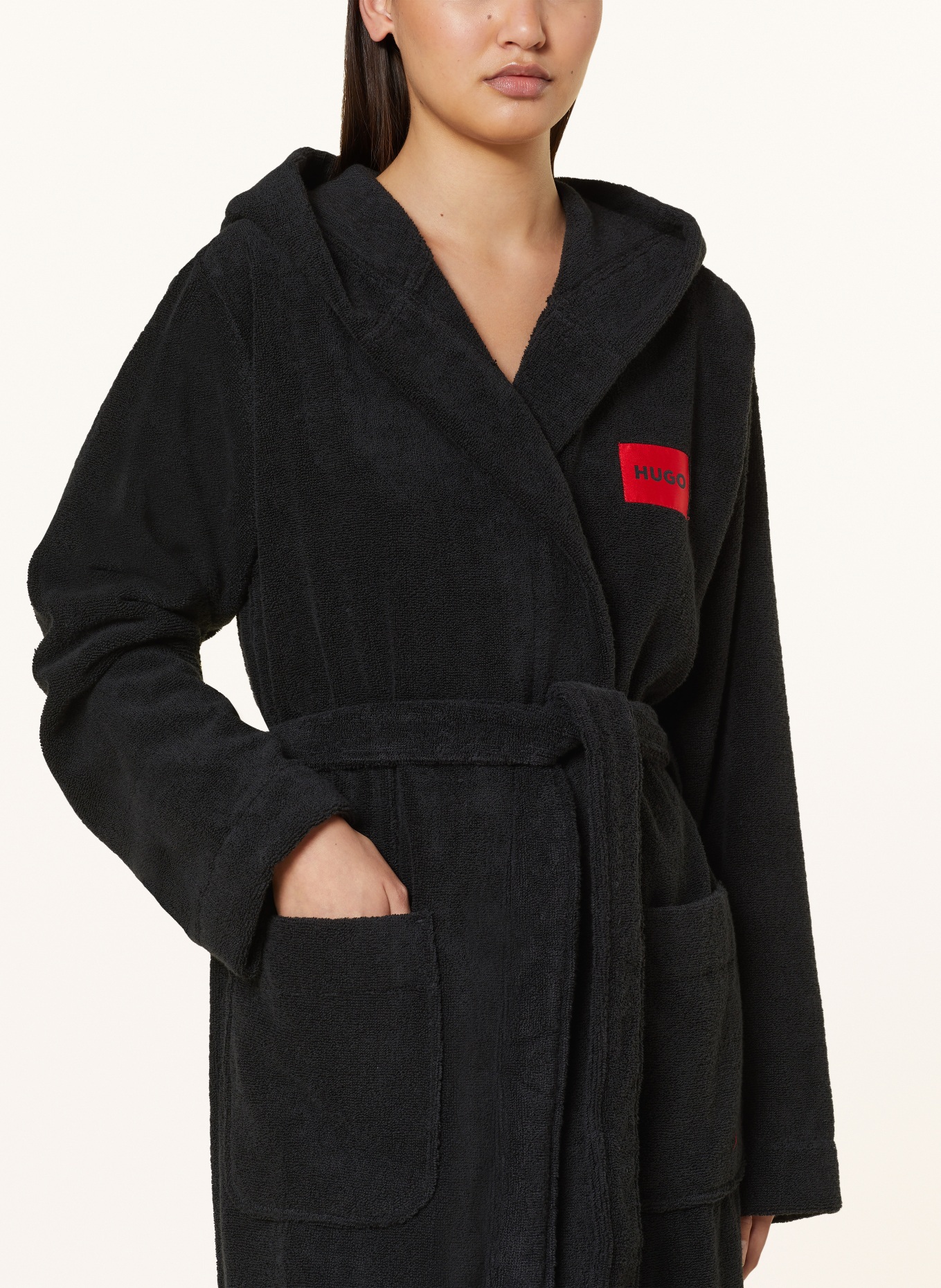 HUGO Women’s bathrobe with hood, Color: BLACK (Image 5)