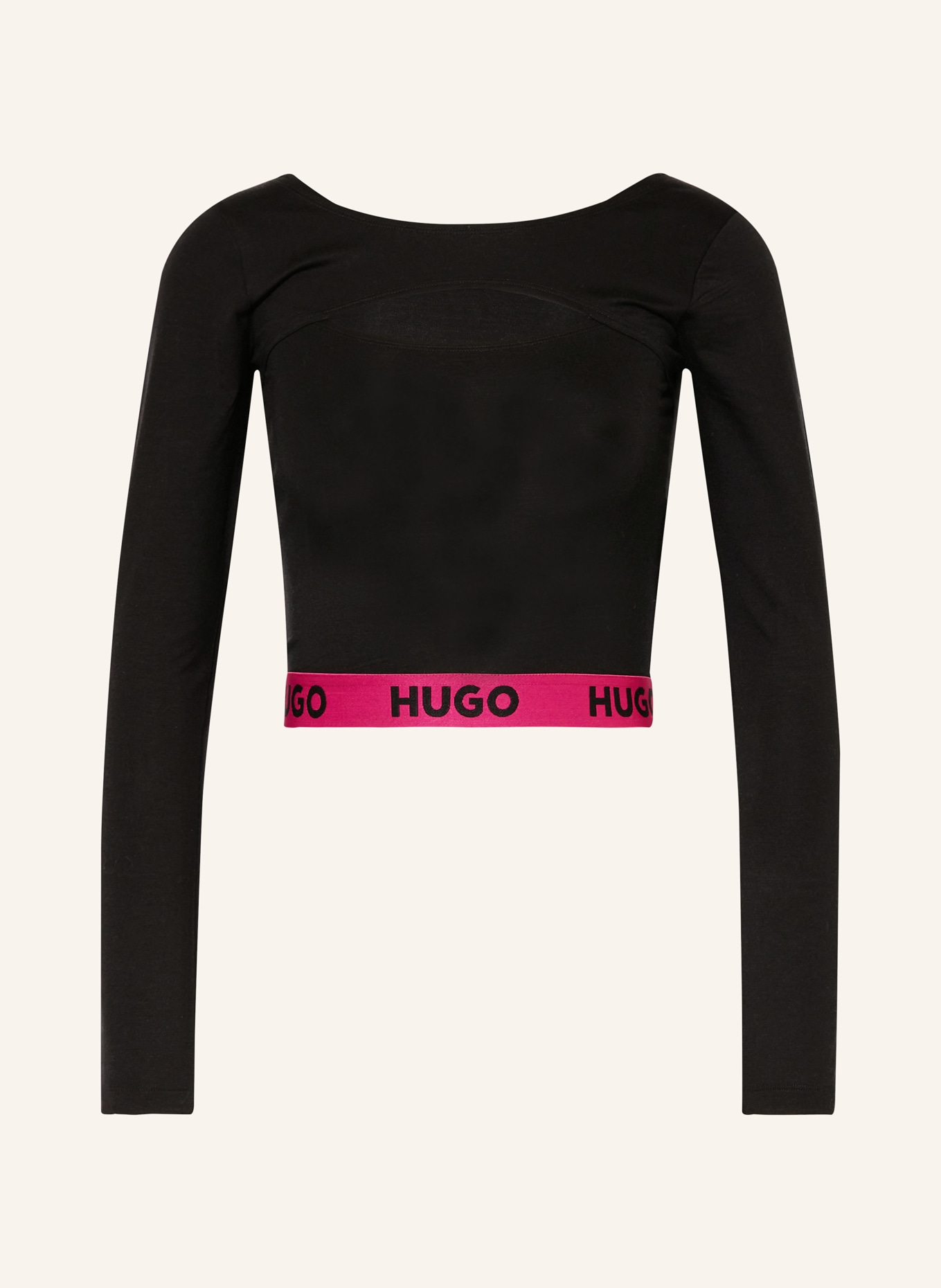 HUGO Lounge-Shirt KAT SCOOP, Farbe: SCHWARZ/ PINK (Bild 1)