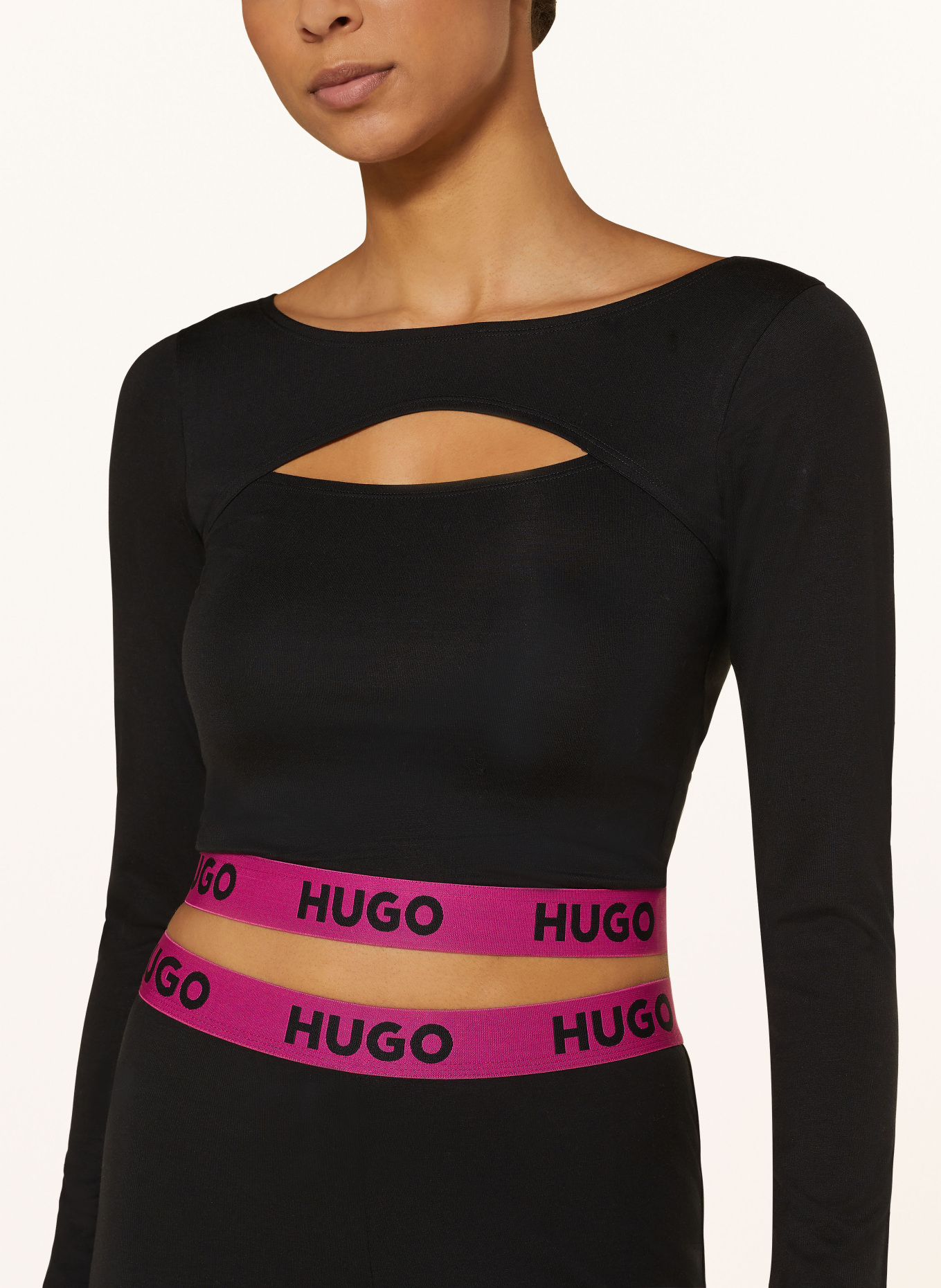 HUGO Lounge-Shirt KAT SCOOP, Farbe: SCHWARZ/ PINK (Bild 4)