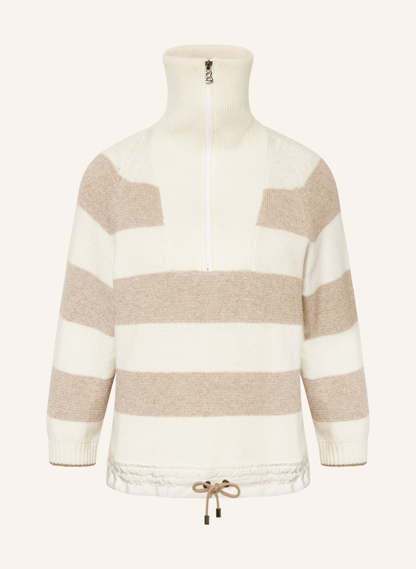 BOGNER Half-zip sweater DORA in mixed materials, Color: ECRU/ BEIGE (Image 1)