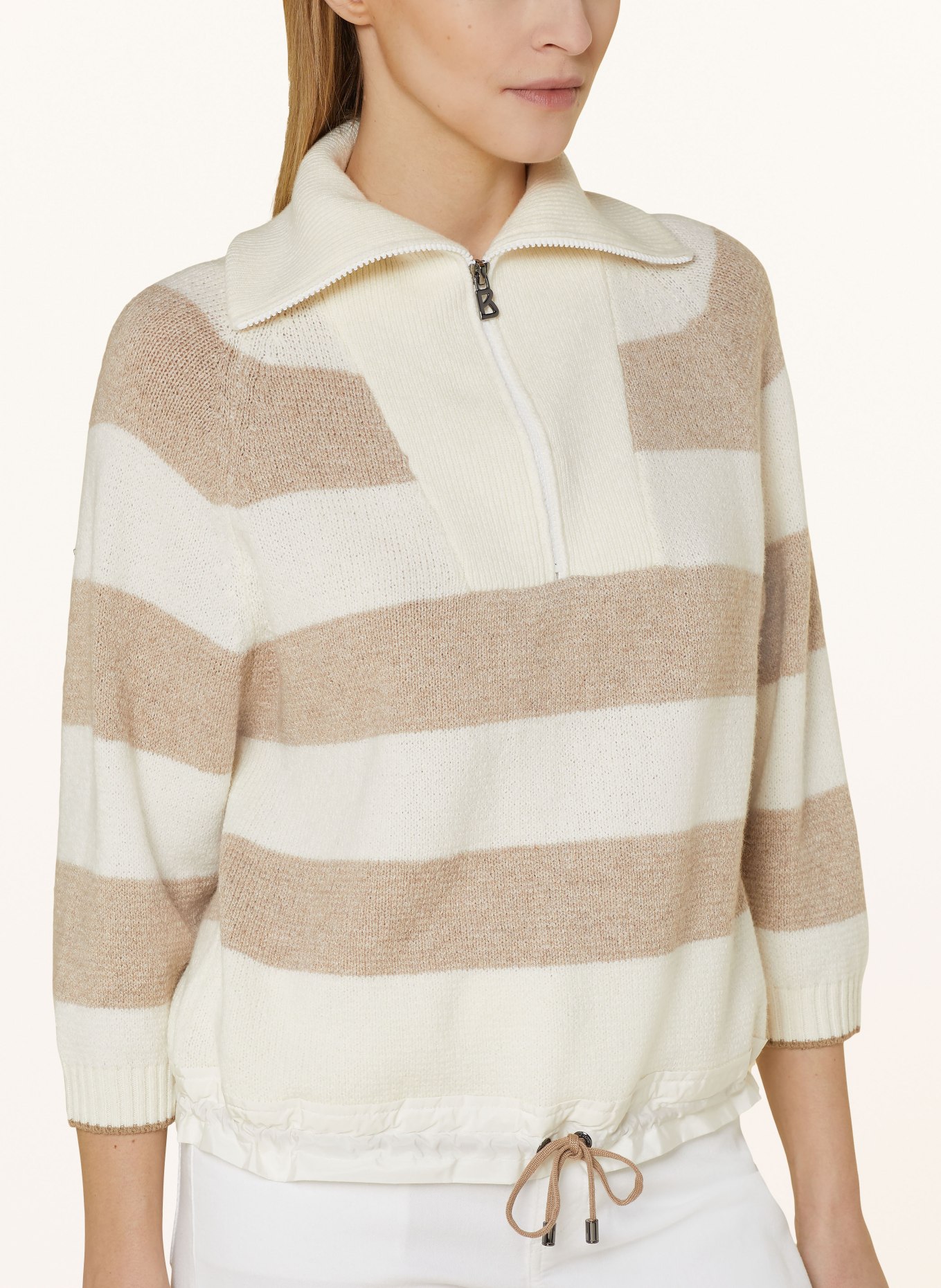 BOGNER Half-zip sweater DORA in mixed materials, Color: ECRU/ BEIGE (Image 4)