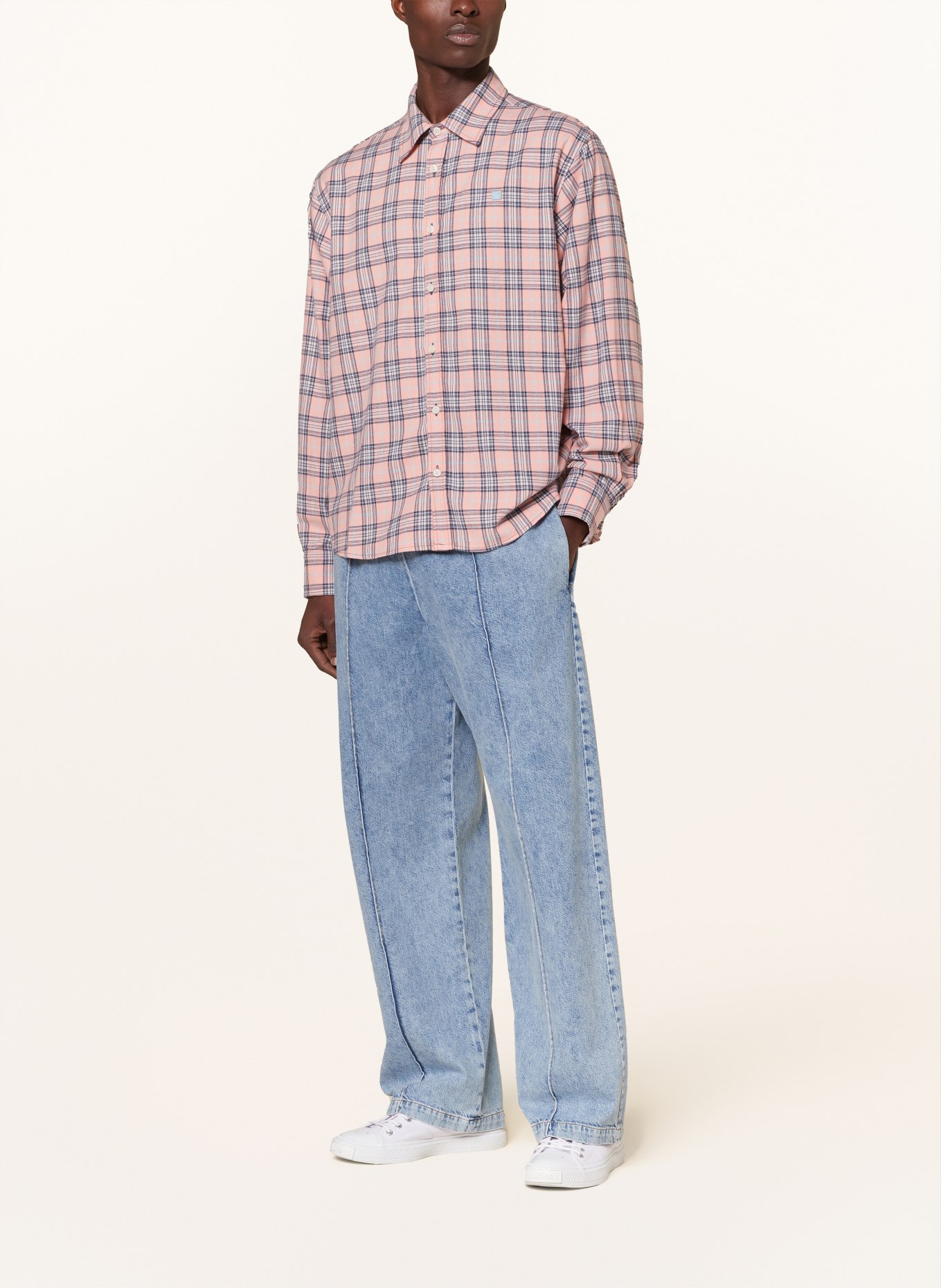 Acne Studios Flannel shirt comfort fit, Color: PINK/ DARK BLUE/ LIGHT BLUE (Image 2)