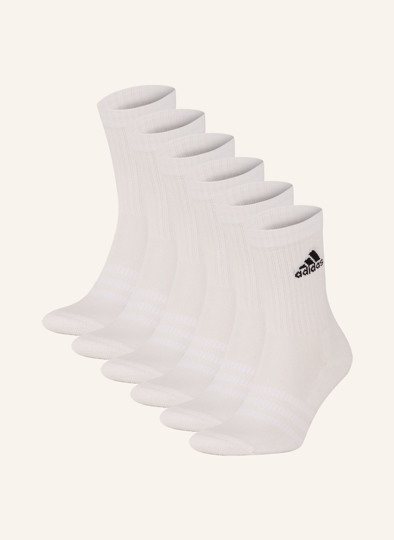 adidas 6er-Pack Socken CUSHIONED SPORTSWEAR CREW, Farbe: WHITE/BLACK (Bild 1)