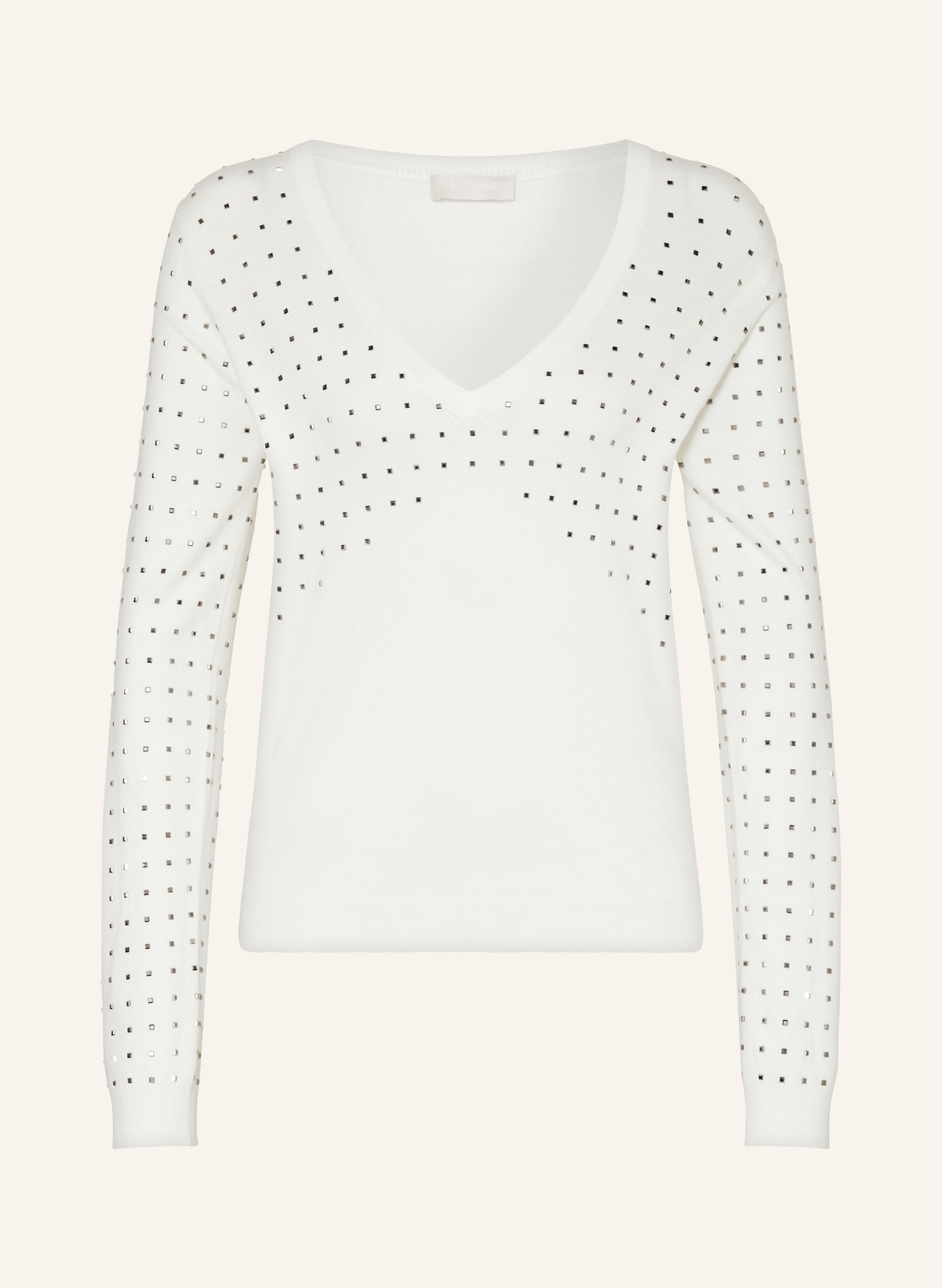 LIU JO Sweater with decorative gems, Color: WHITE (Image 1)